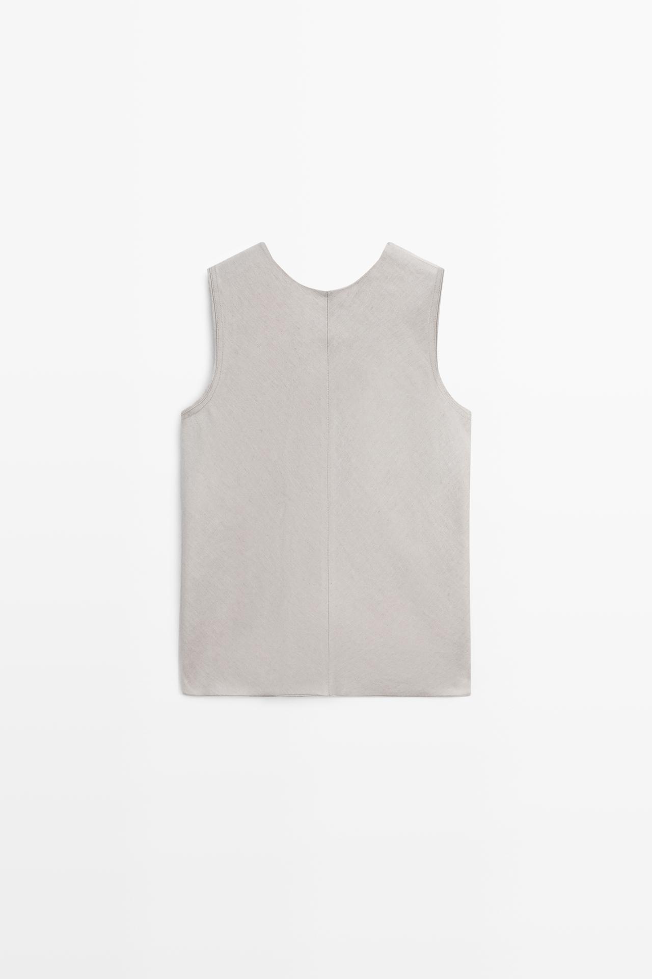 STUDIO Ruffle-detail flowing top — STONE