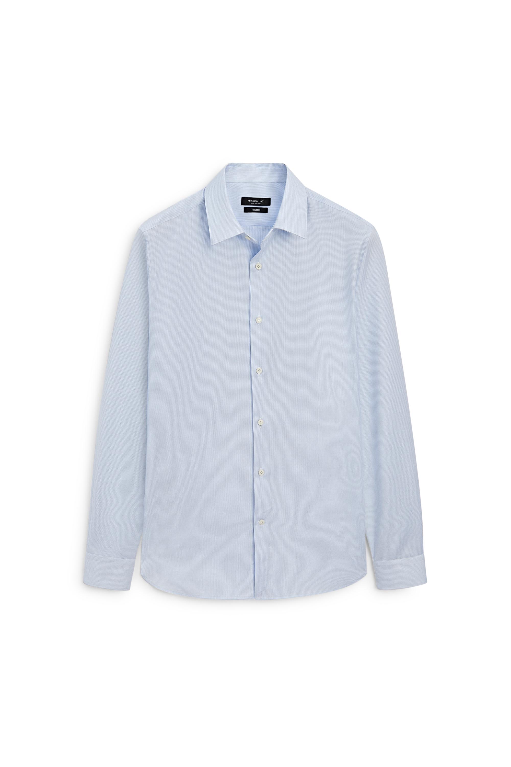 Slim fit micro-check tailored fit shirt — SKY BLUE