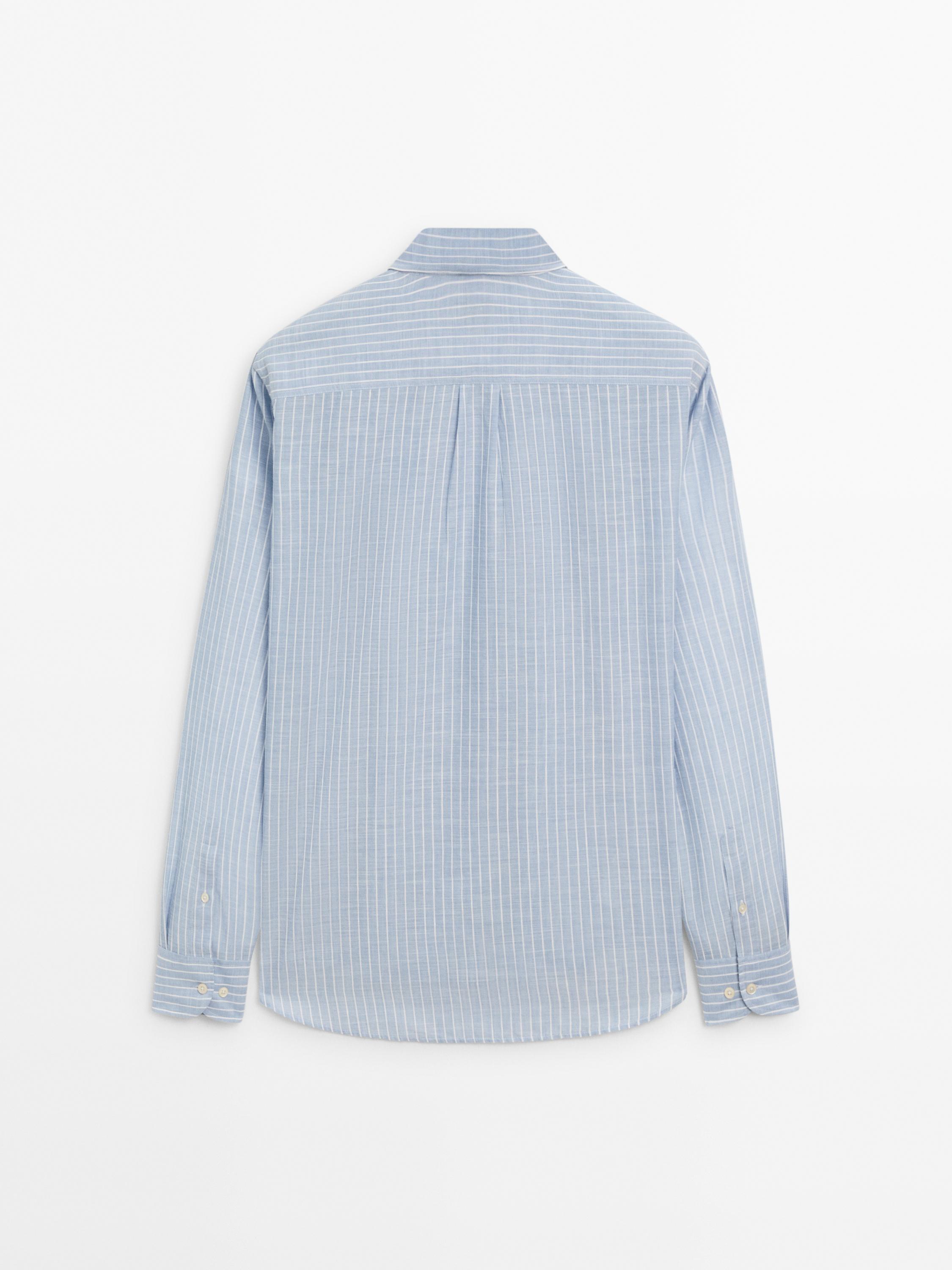 Chemise rayée regular fit en coton mélangé