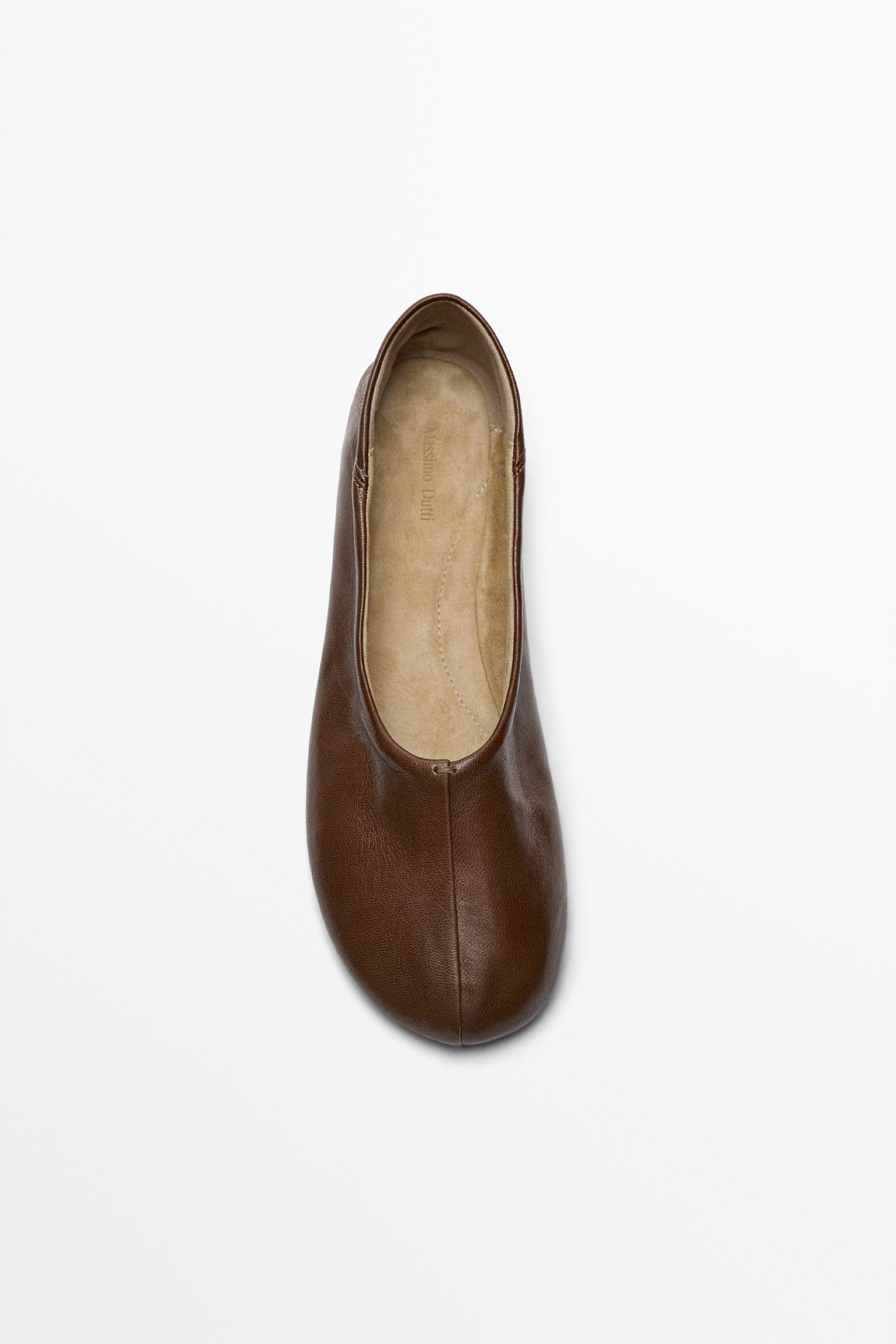 Soft leather ballet flat — HAZELNUT BROWN