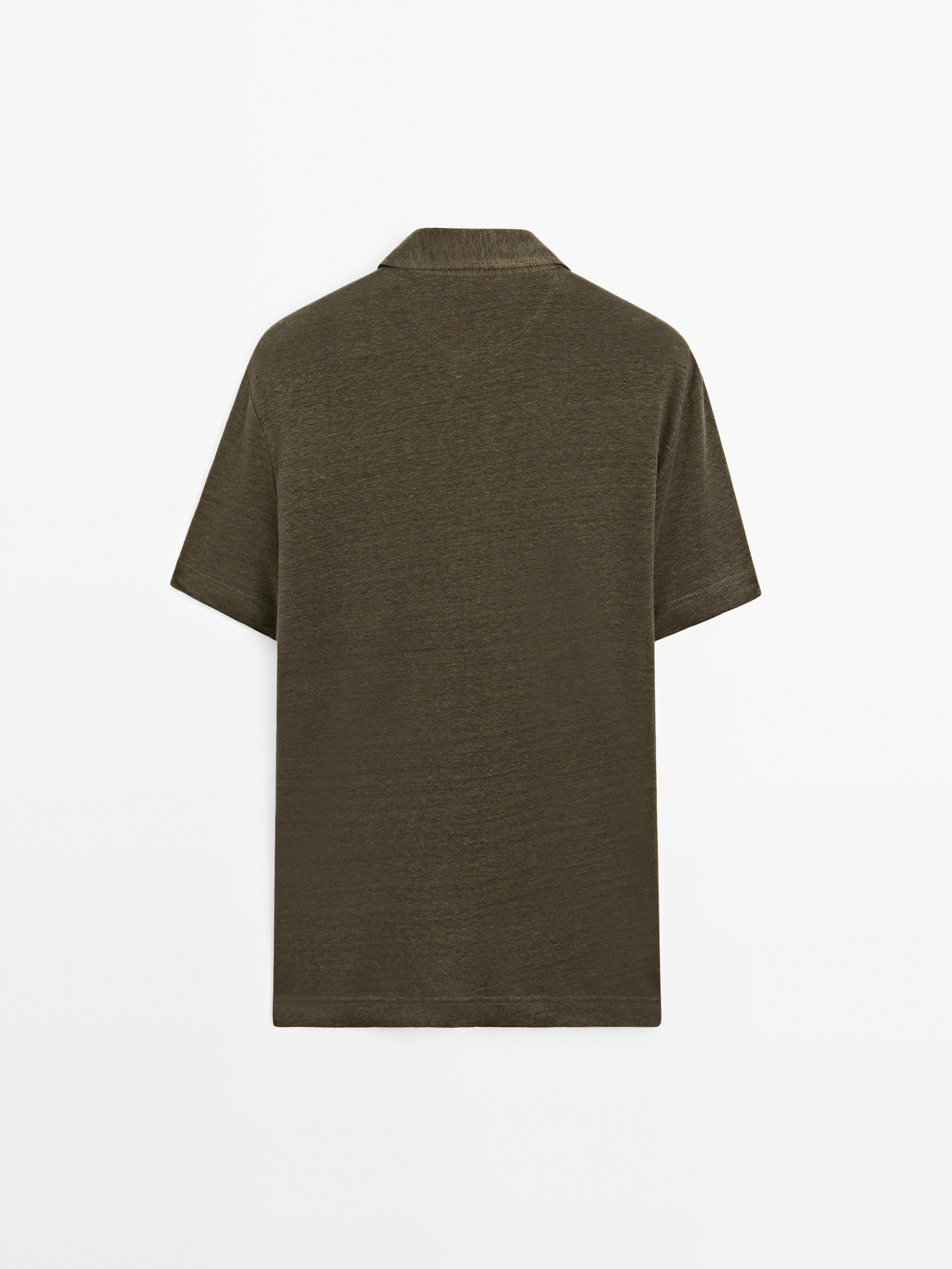 100% linen short sleeve polo shirt