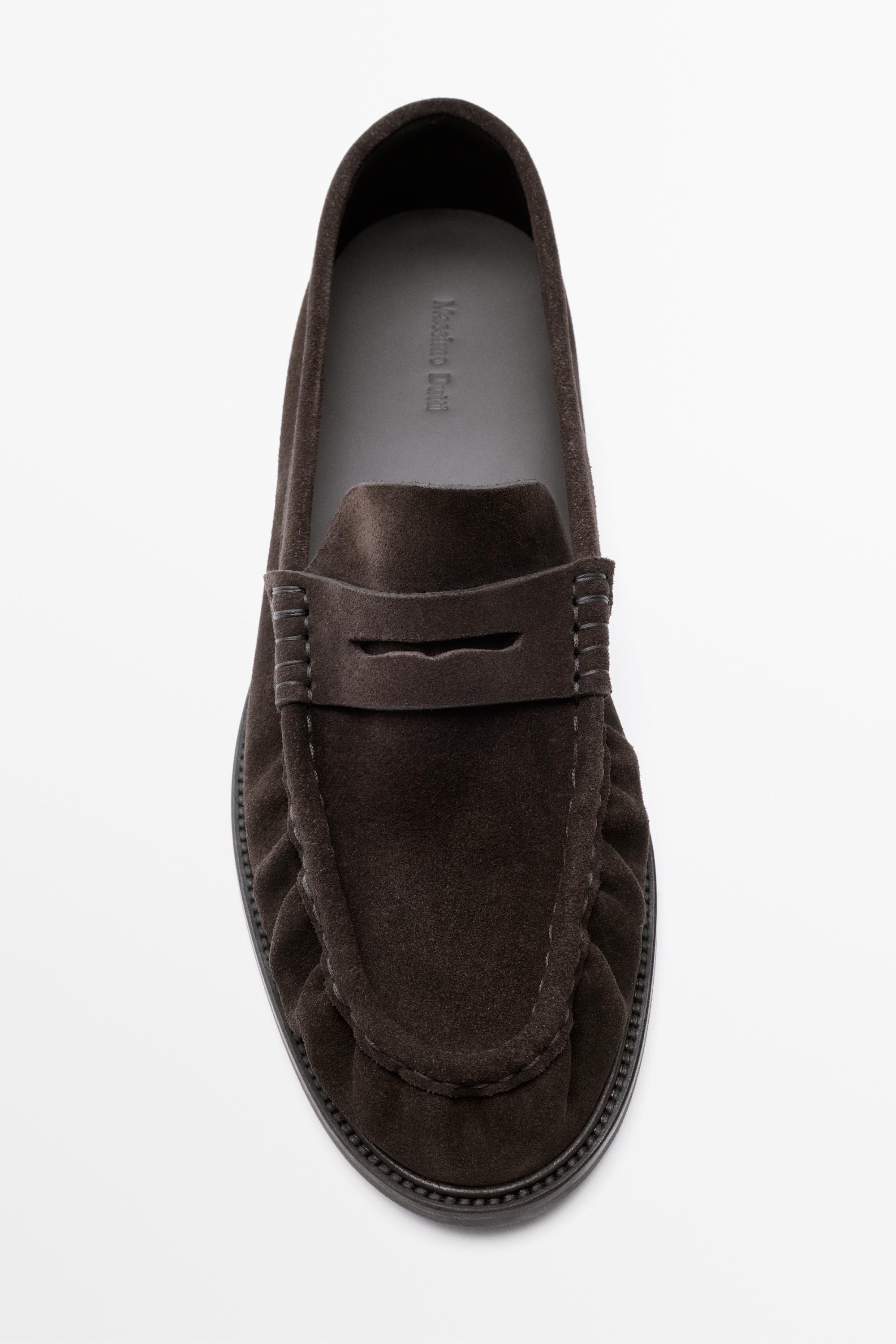 Shirred split suede leather loafer