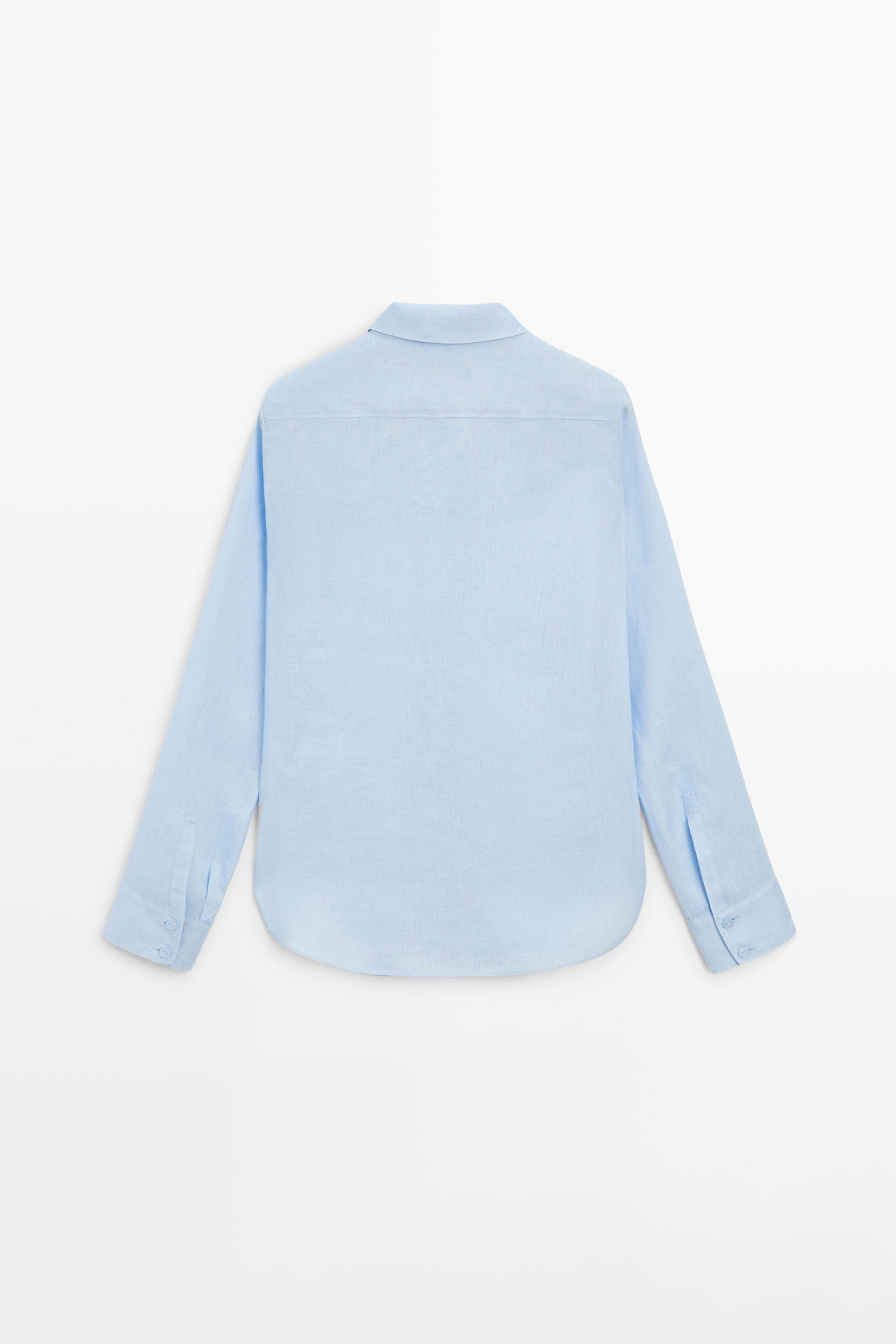 Flowing 100% linen shirt — SKY BLUE