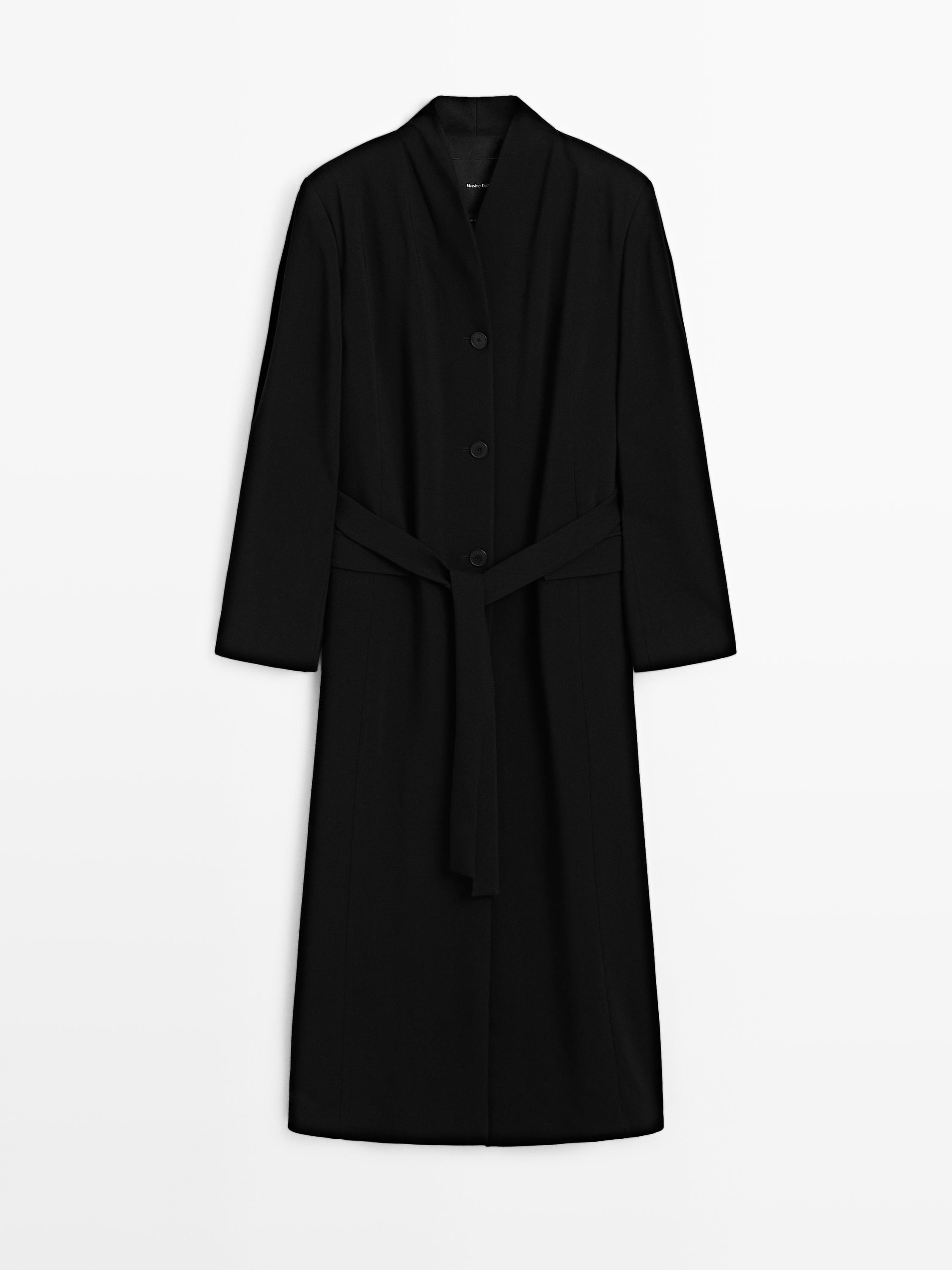 Crepe frock coat with belt