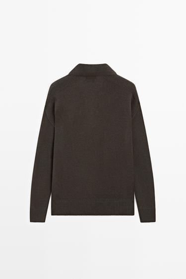 100% Cashmere Knit Polo Sweater — BROWN 6