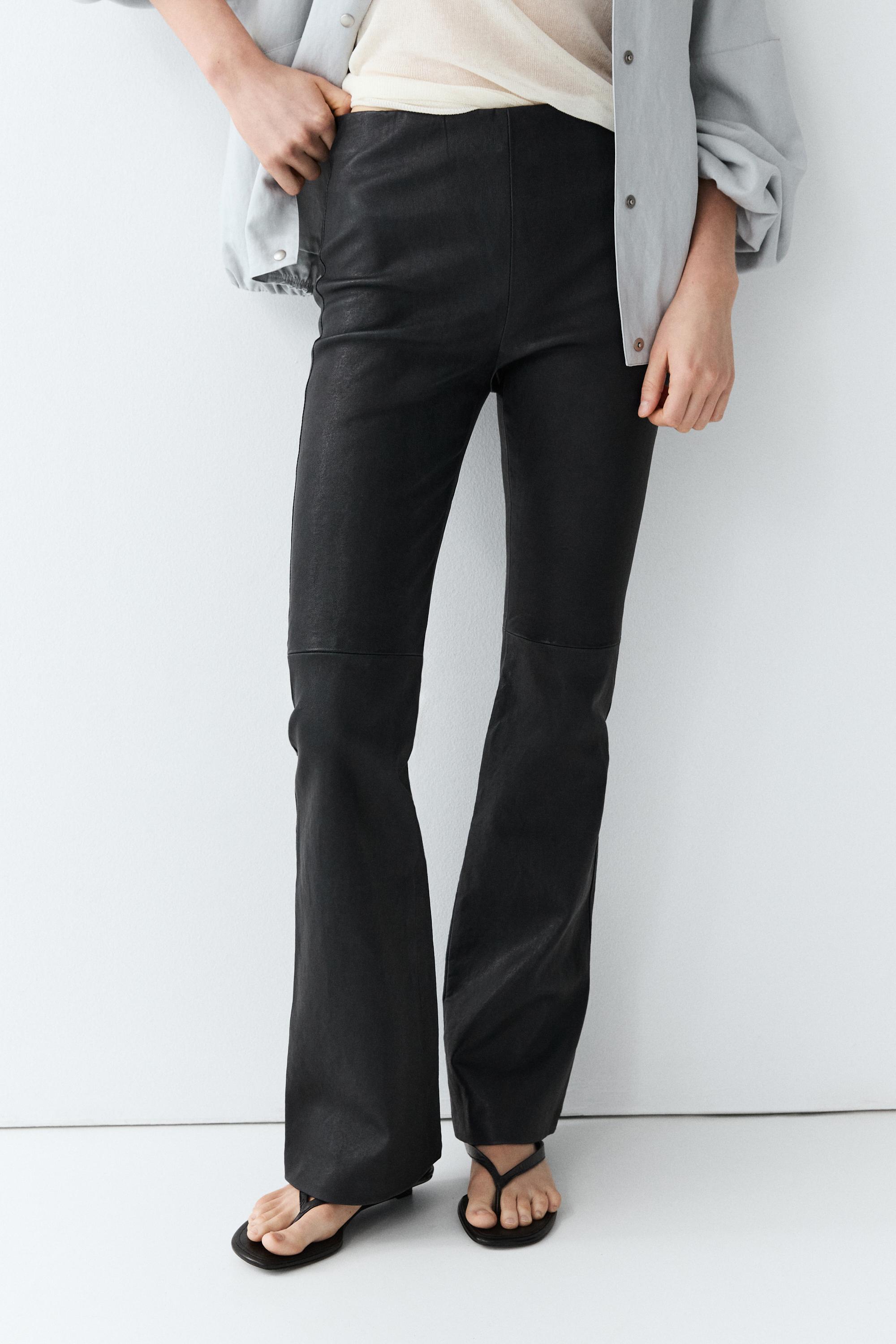 Nappa leather flare fit leggings — BLUE