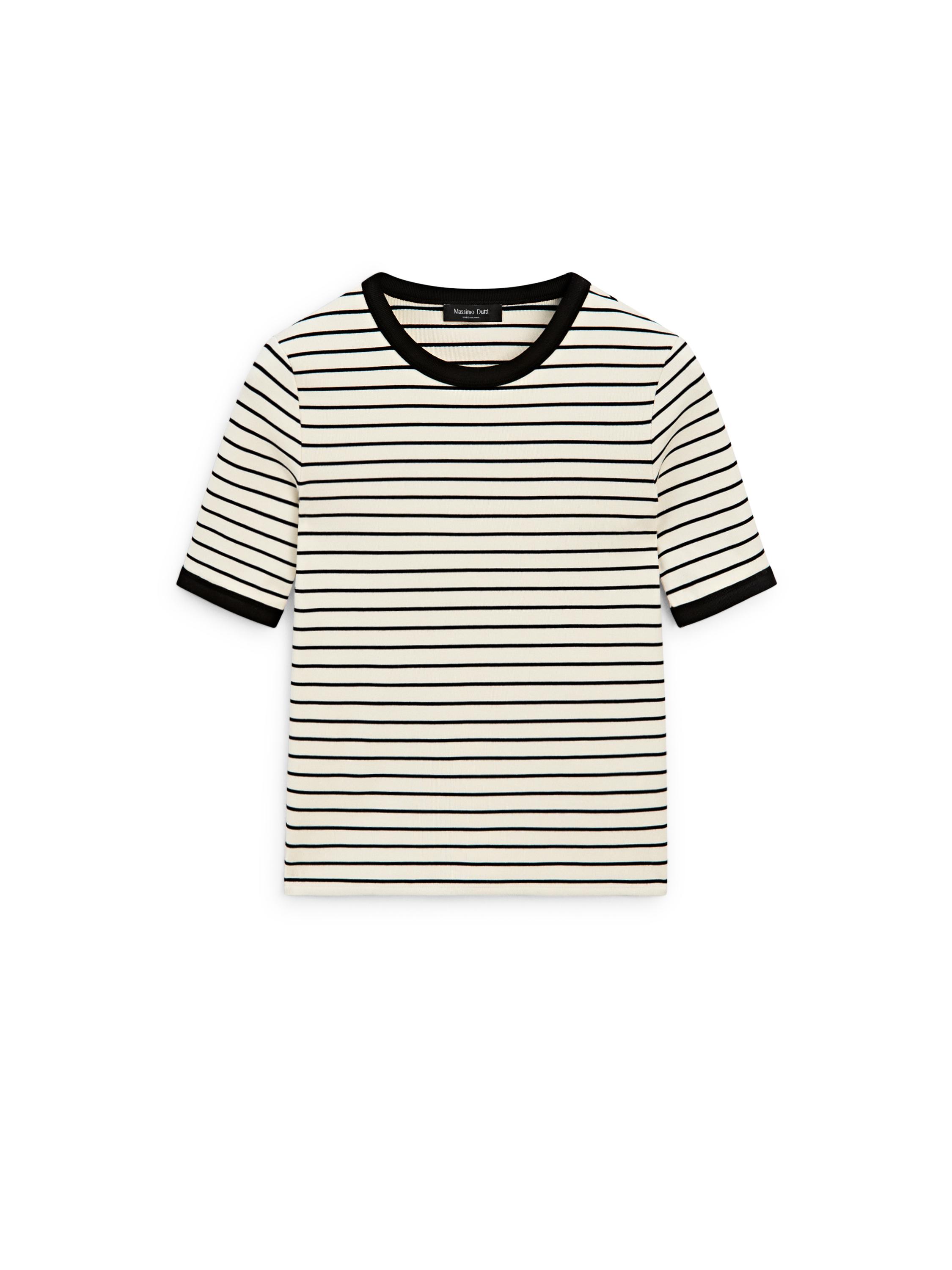 Short sleeve T-shirt with contrast stripes — Off white