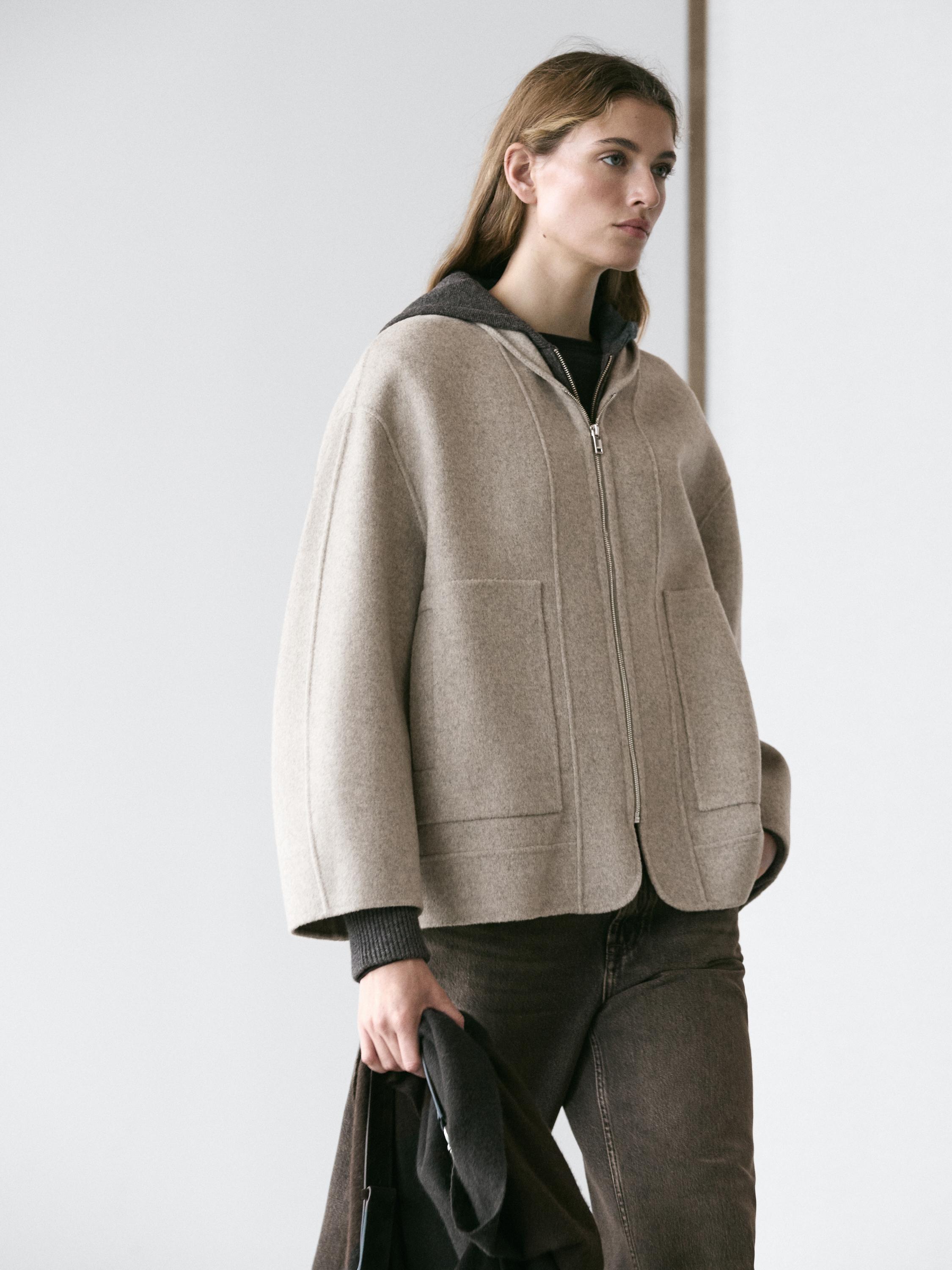 Wool blend zip-up coat