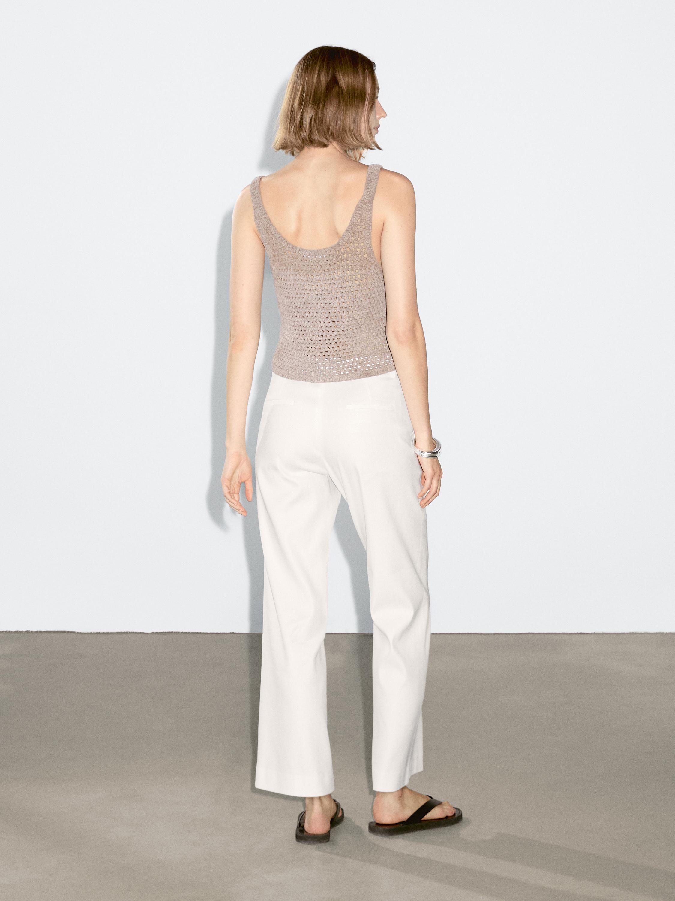 Stretch linen blend trousers
