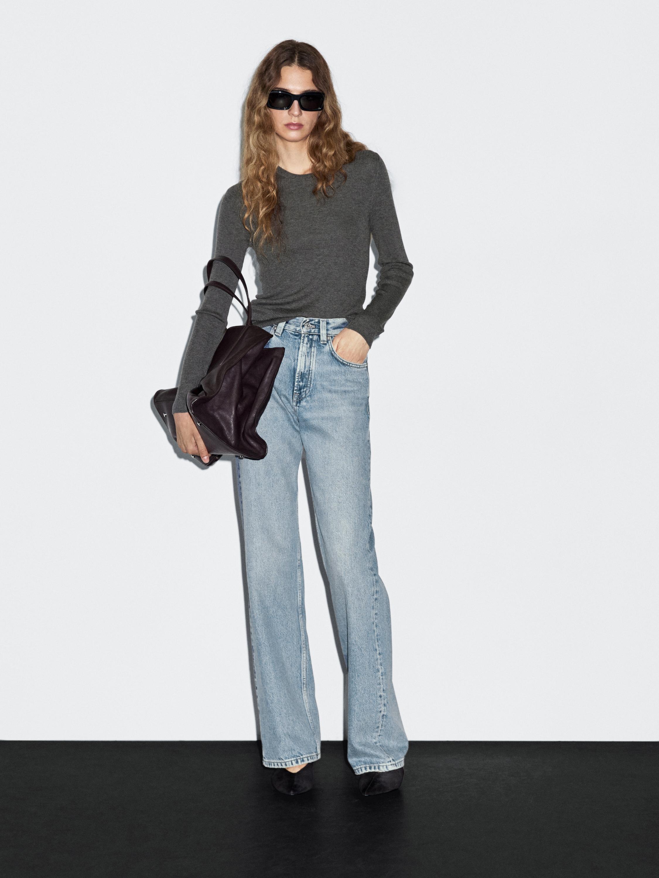 Pull laine en maille côtelée