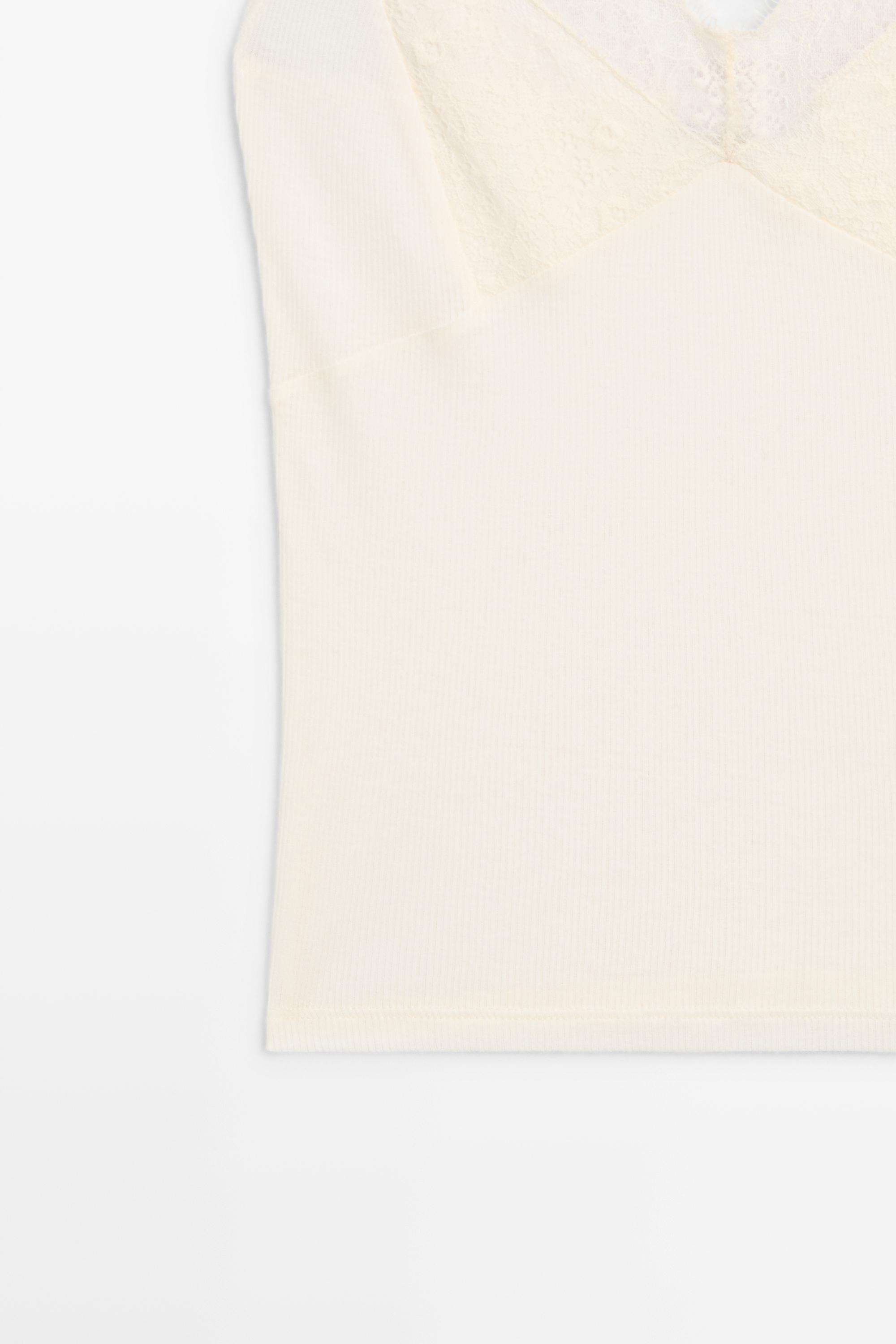 Strappy top with lace detail — CREAM