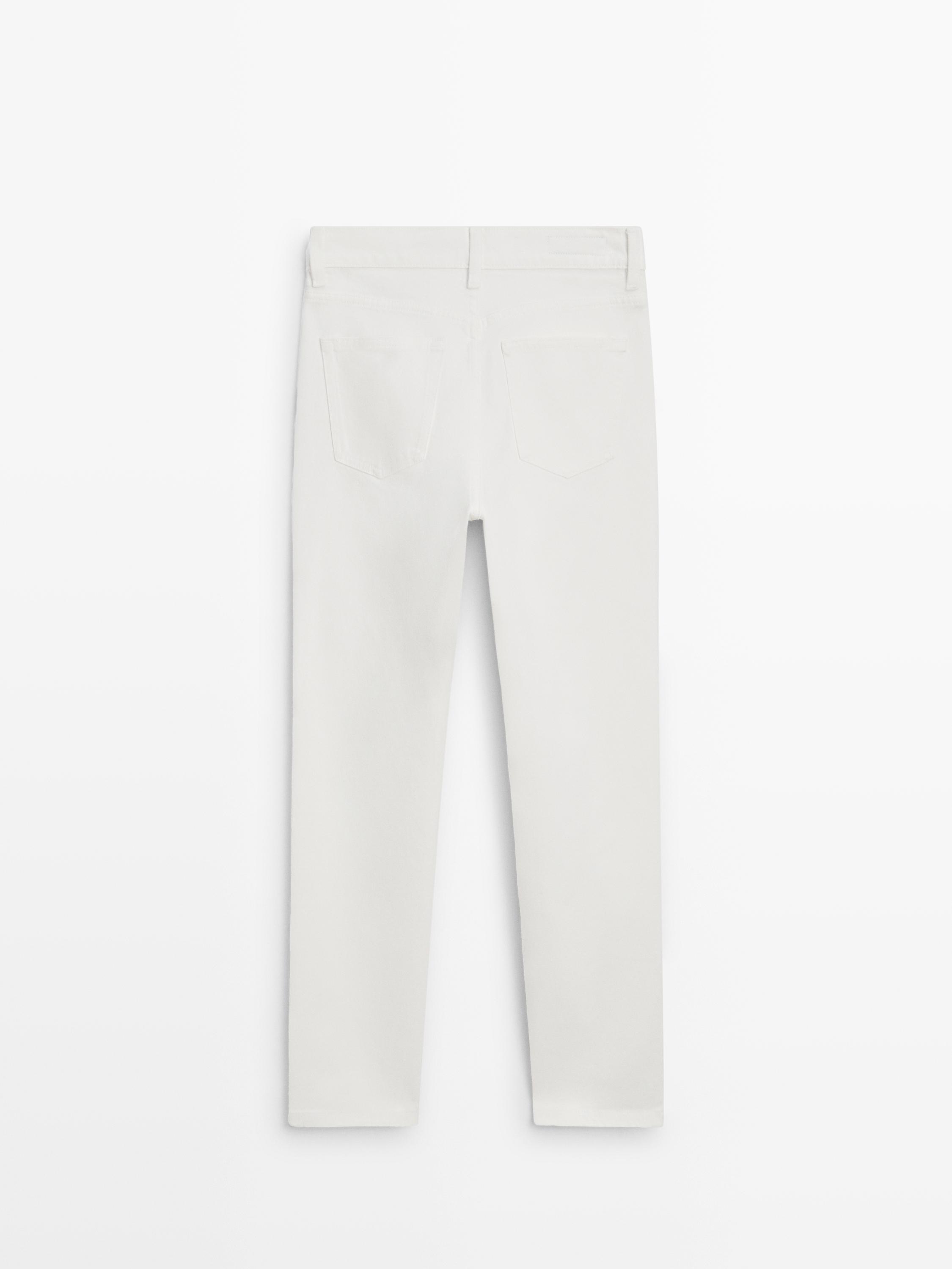Mid-rise cropped slim fit jeans — Off white