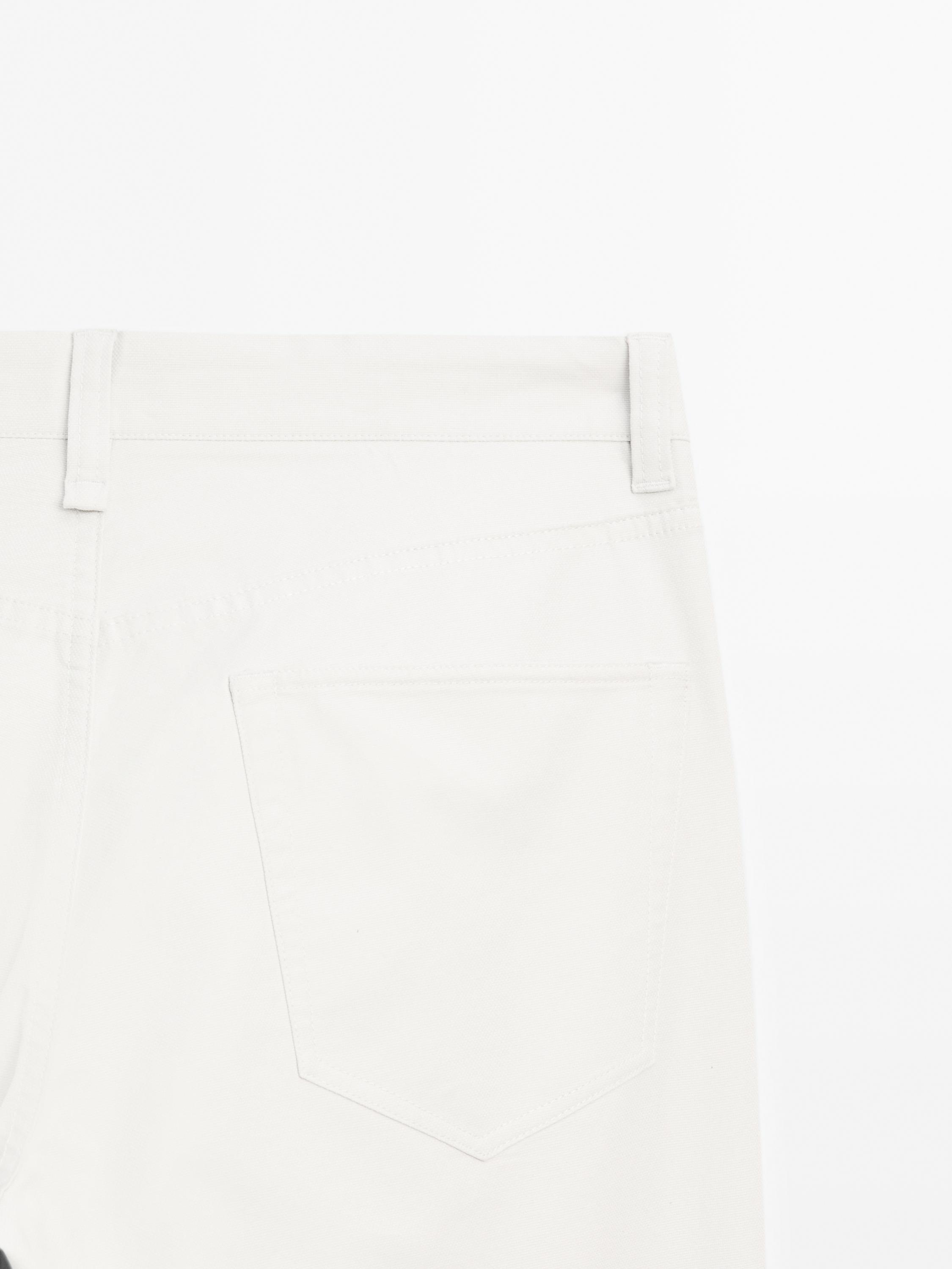Lightweight tapered fit denim-effect trousers