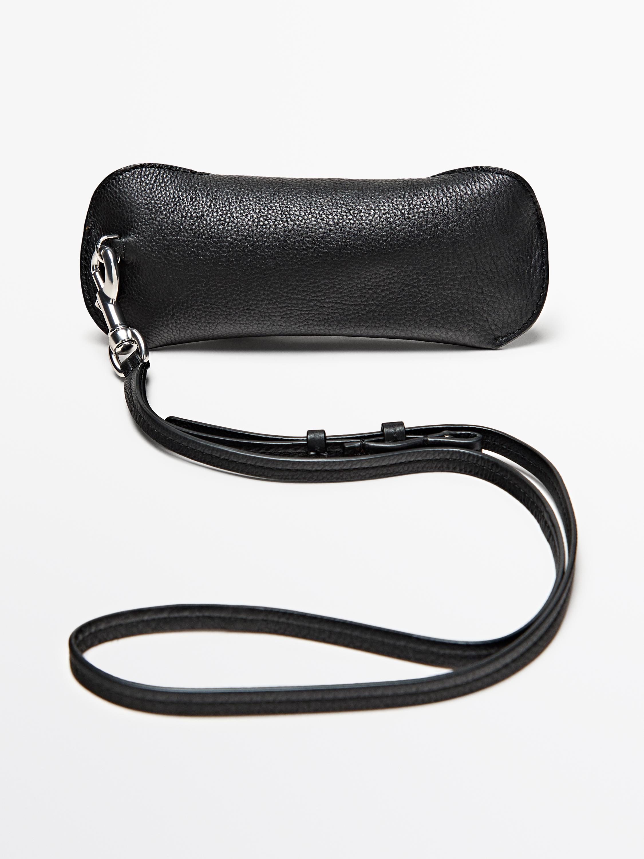 Nappa leather glasses case — BLACK