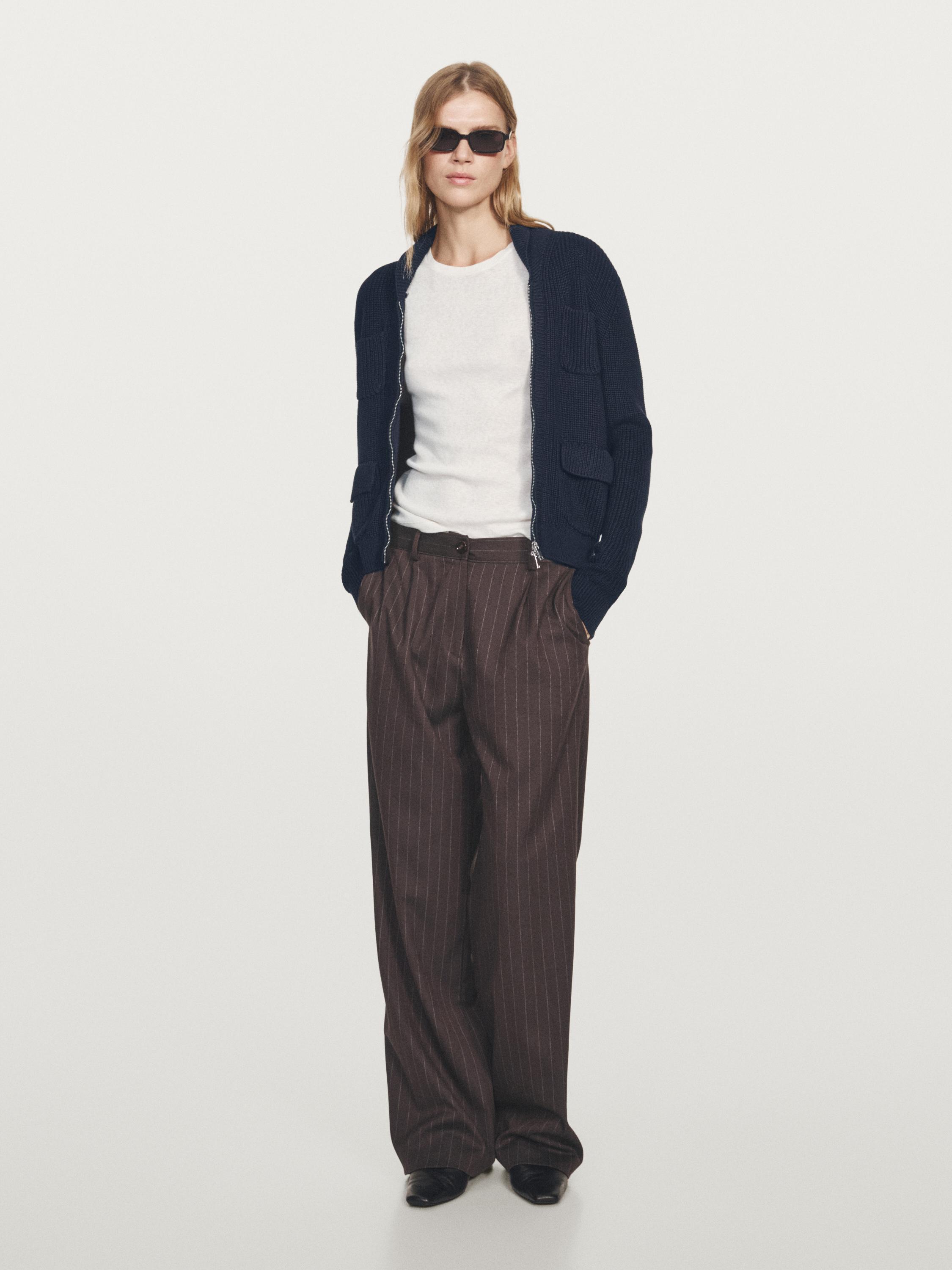 Zip-up knit cardigan