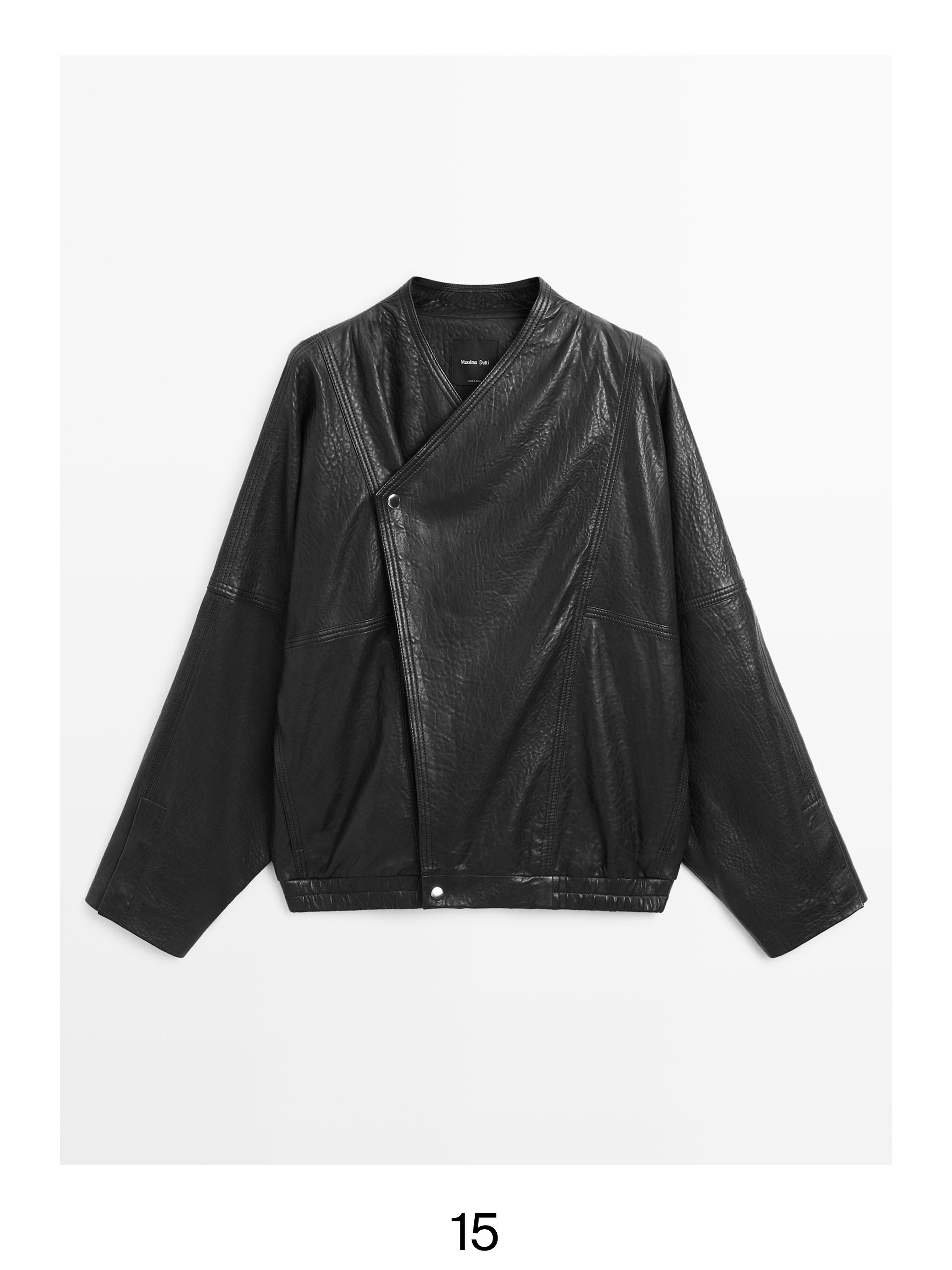 Leather bomber jacket · Black · Bomberâ Jacket | Massimo Dutti