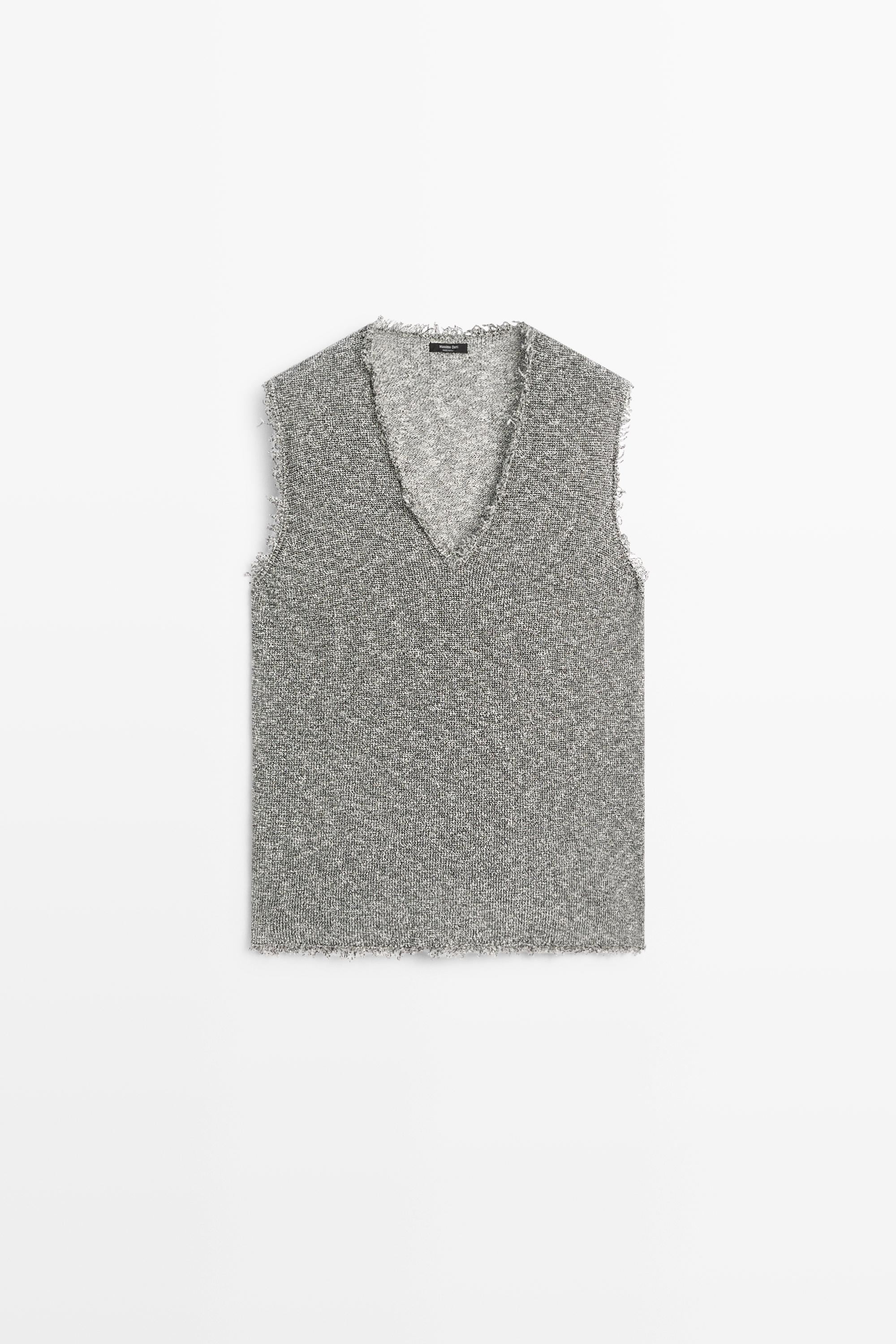 Flecked-effect V-neck top