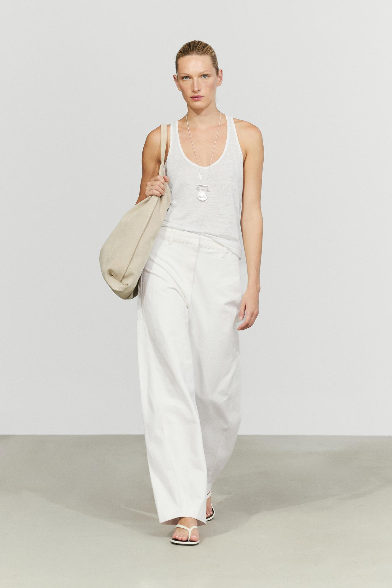 100% cotton barrel fit pants — Off white
