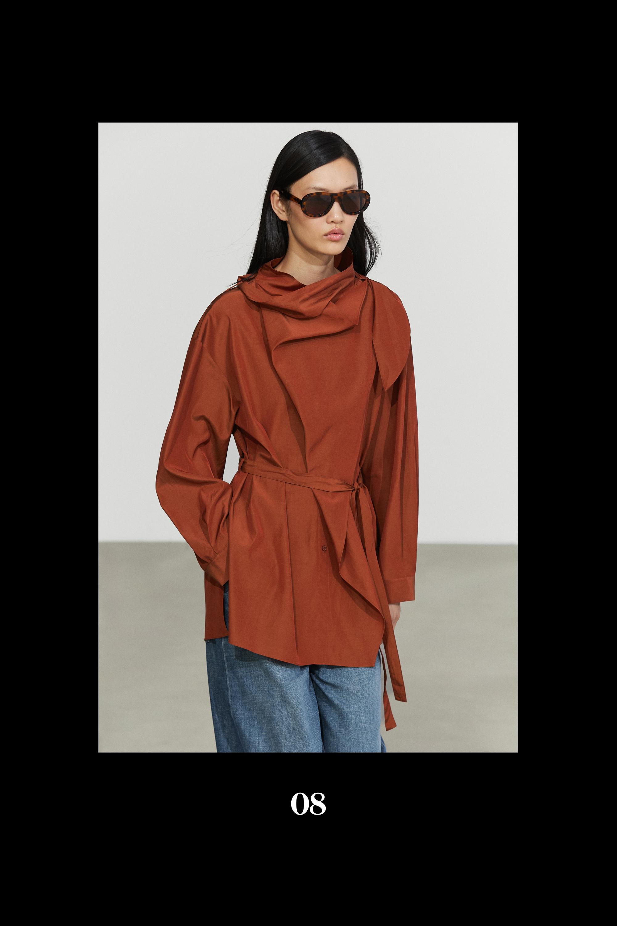 Flowing blouse with tie detail — COPPER