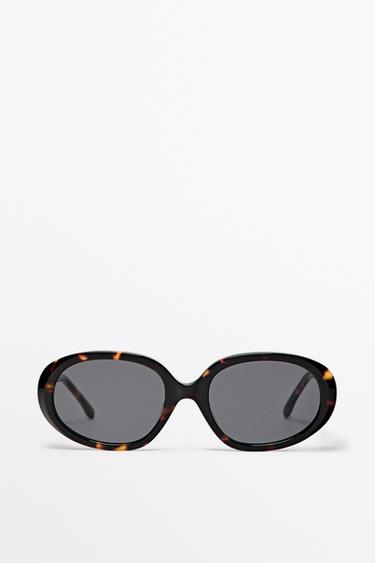 Oval tortoiseshell-effect sunglasses — BROWN 1