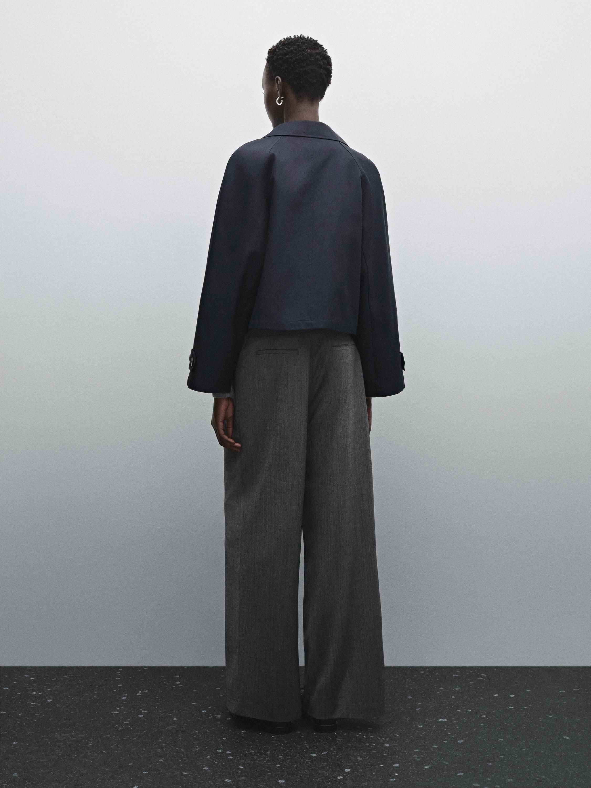 Short cotton blend trench coat