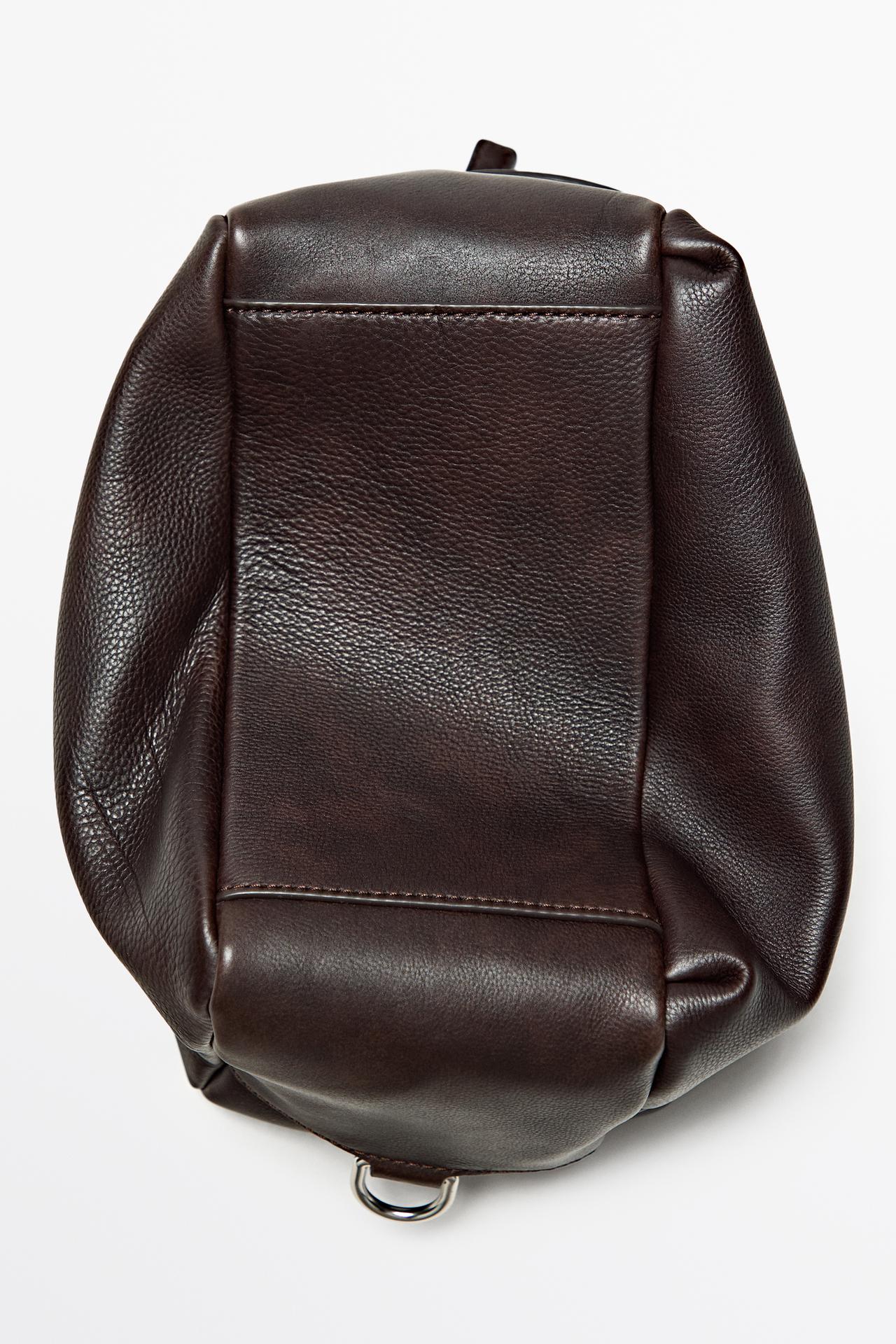Large nappa leather toiletry bag — BROWN