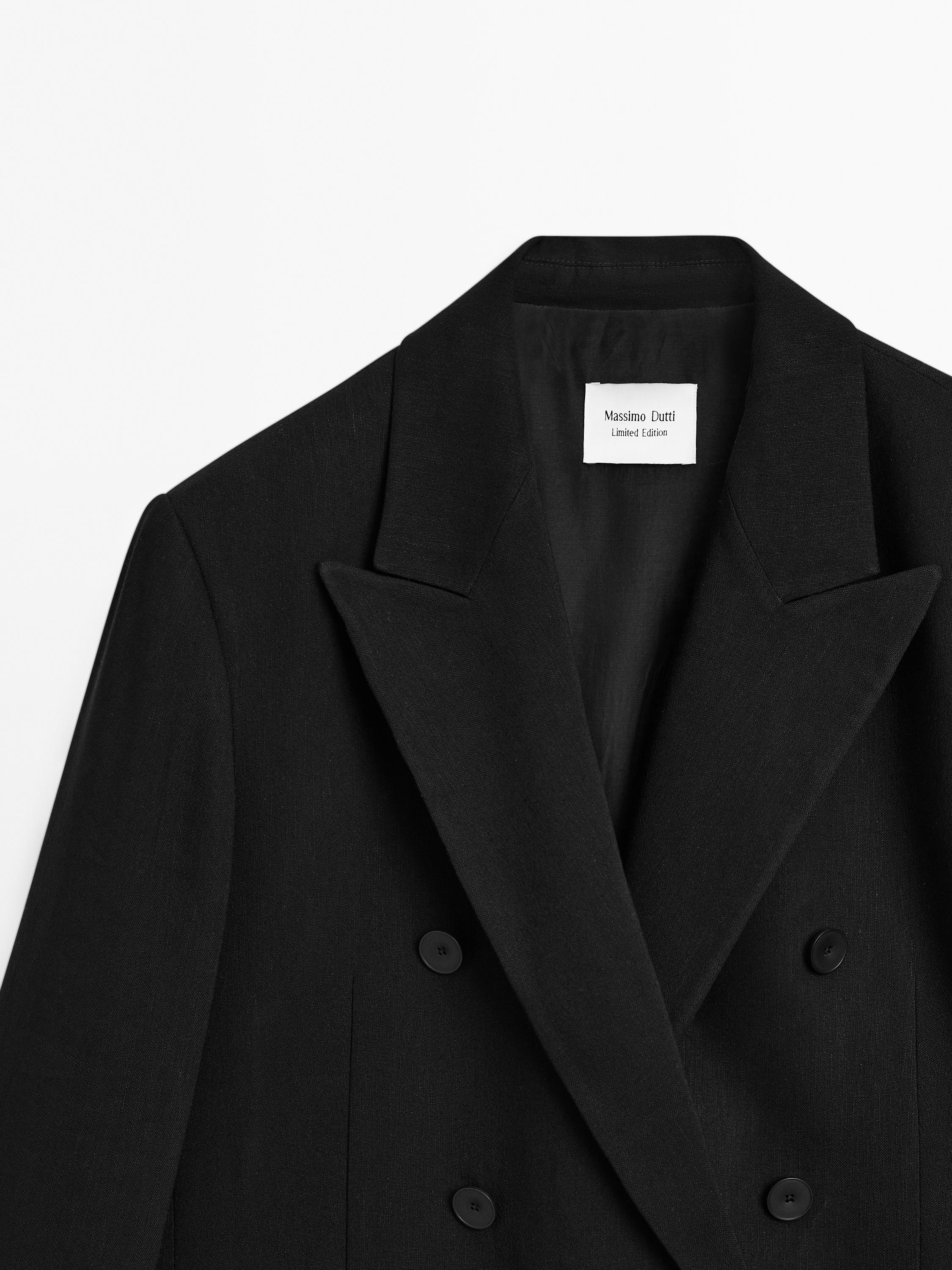 Double-breasted linen blend blazer - Limited Edition