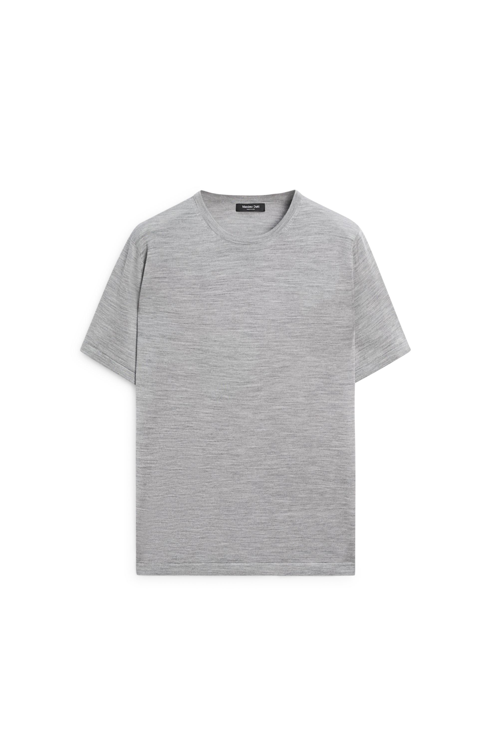 Wool-blend short-sleeve knit sweater — ANTHRACITE GREY