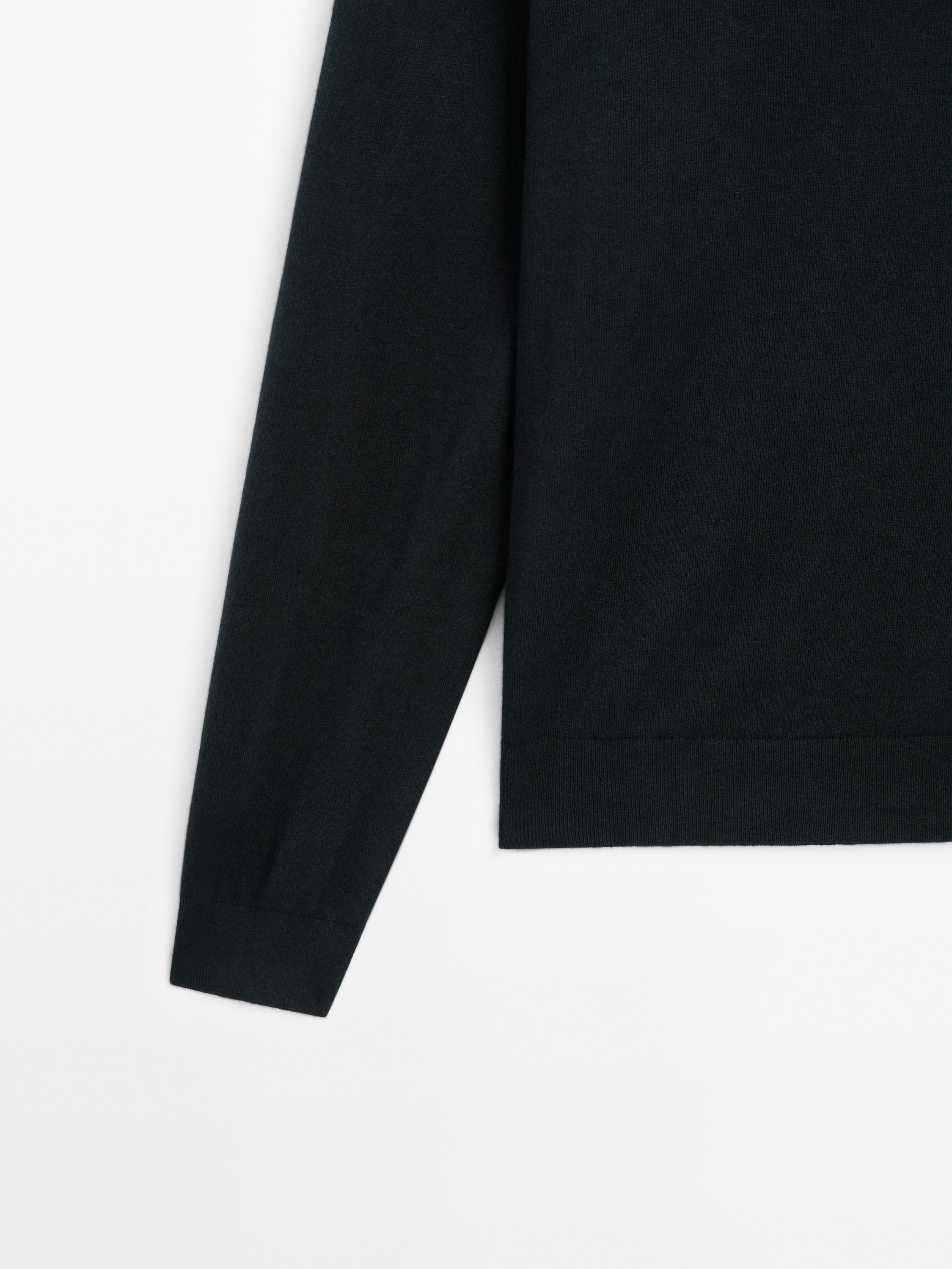 Cotton blend knit polo sweater