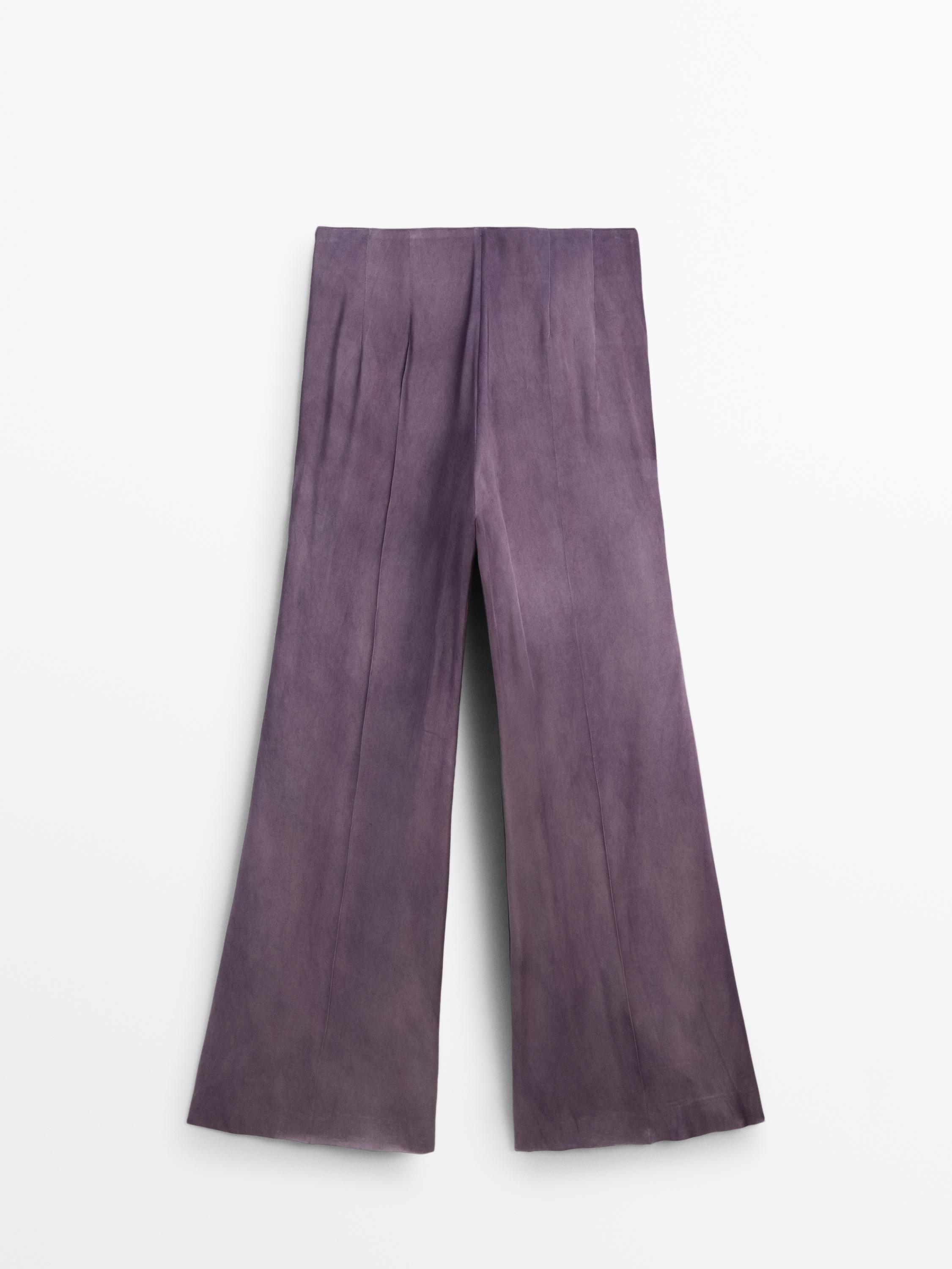 Flowing flared satin trousers
