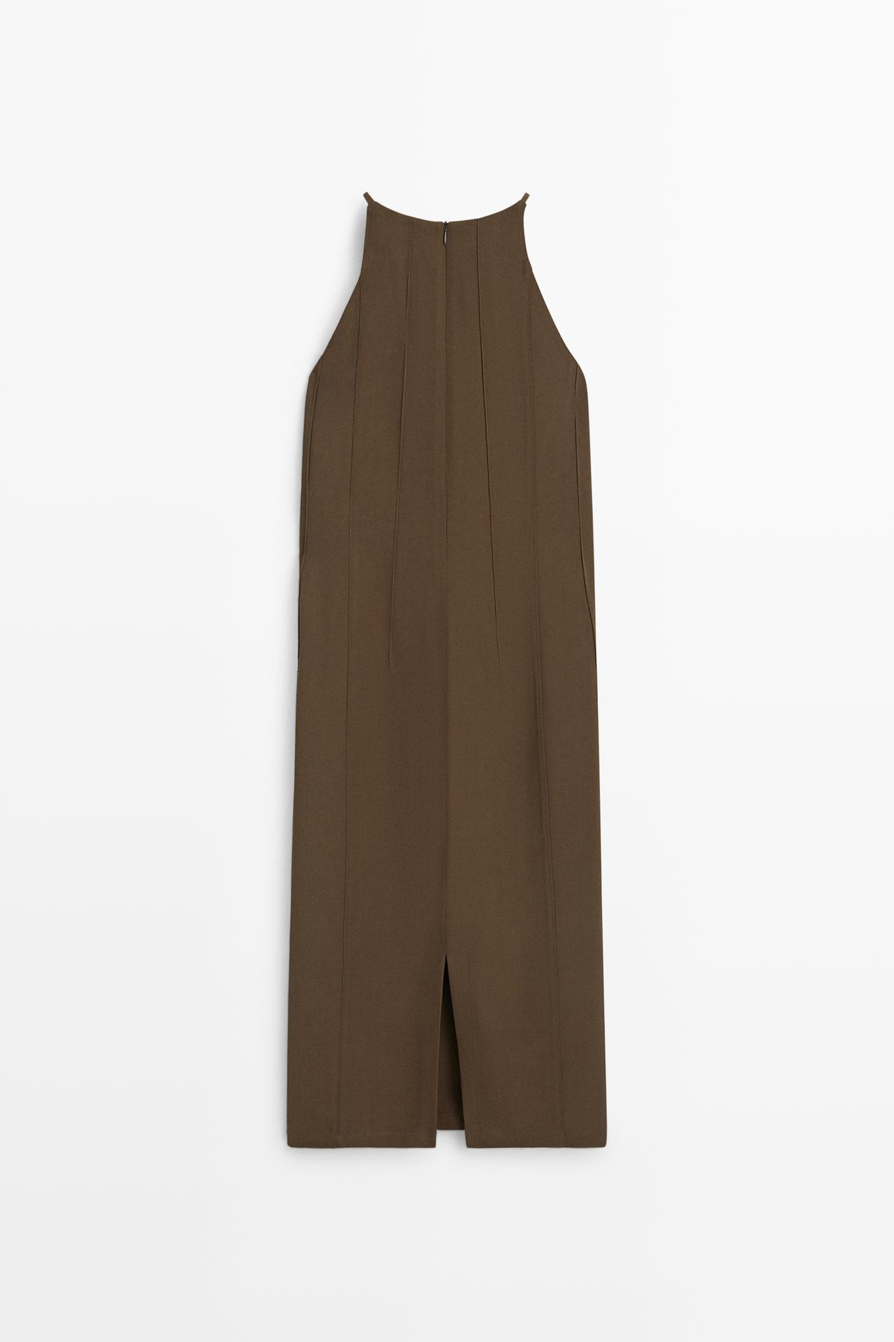Halter neck midi dress — Chocolate