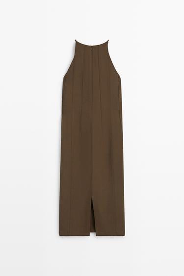 Halter neck midi dress — Chocolate 3