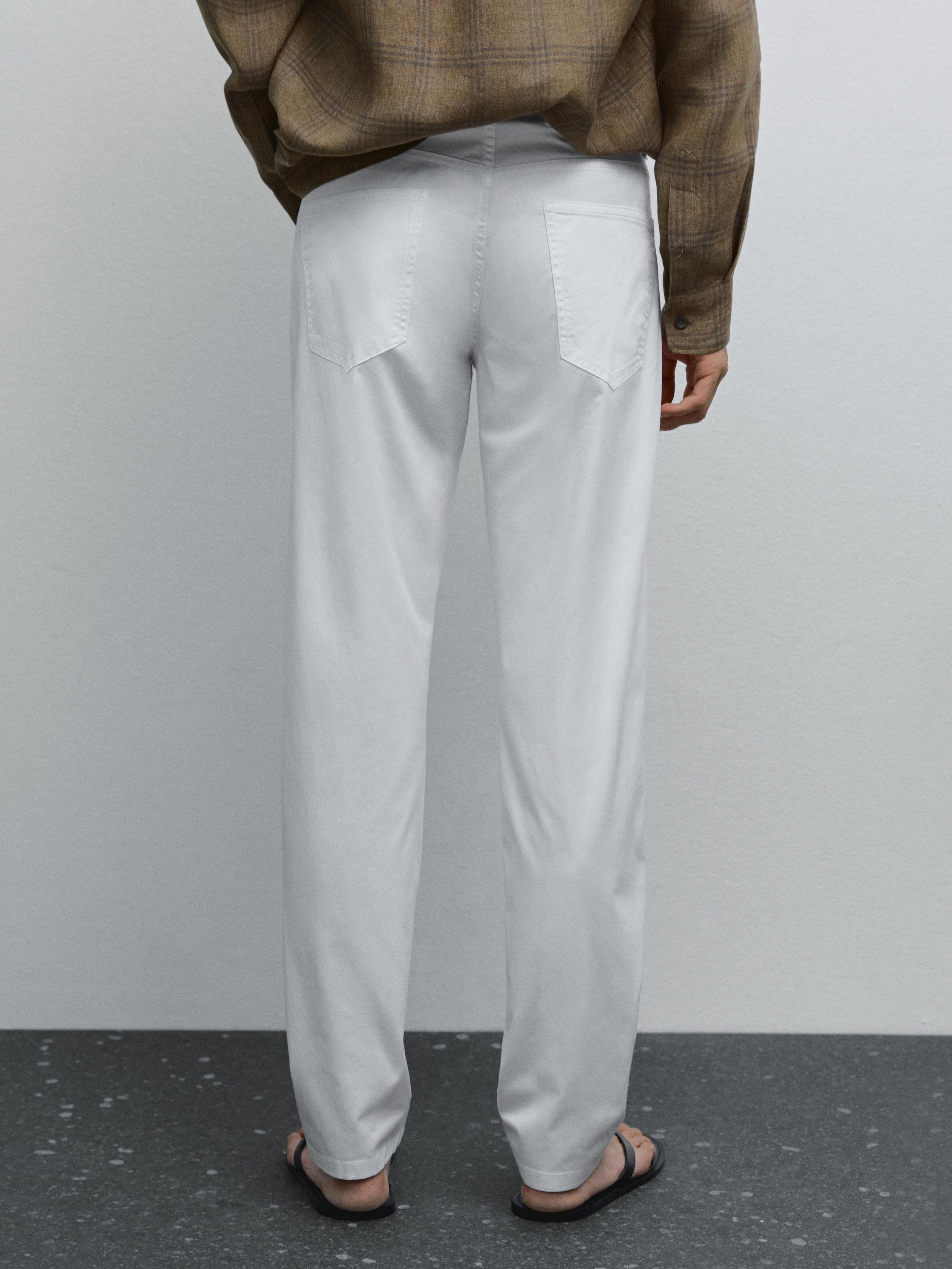 Slim fit lightweight textured trousers
