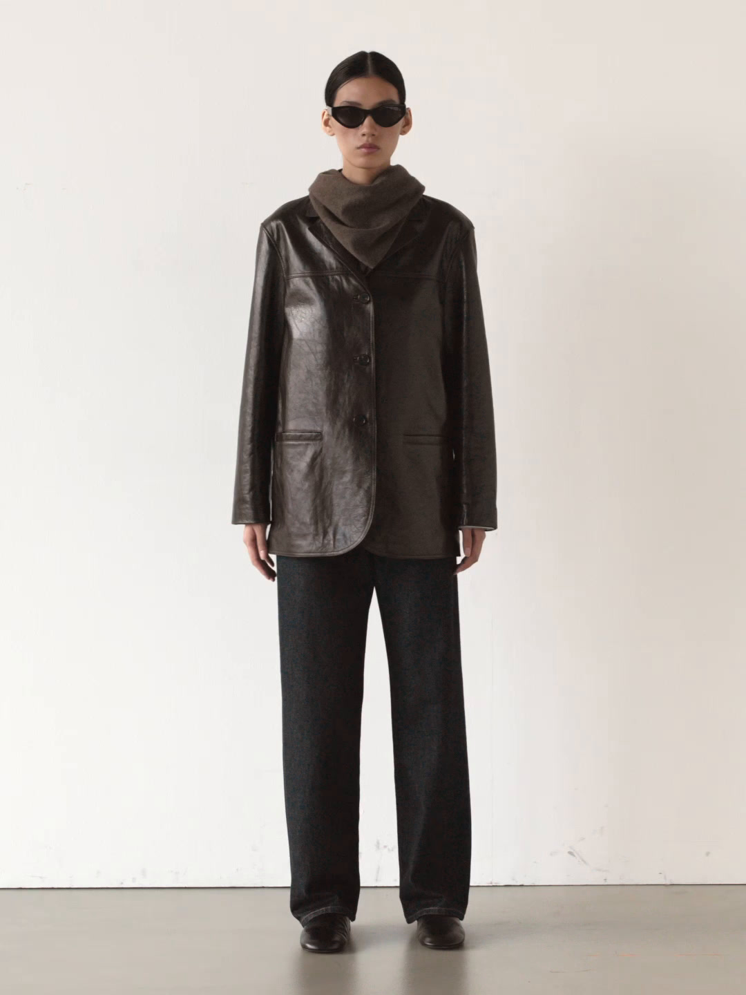 Nappa leather textured blazer