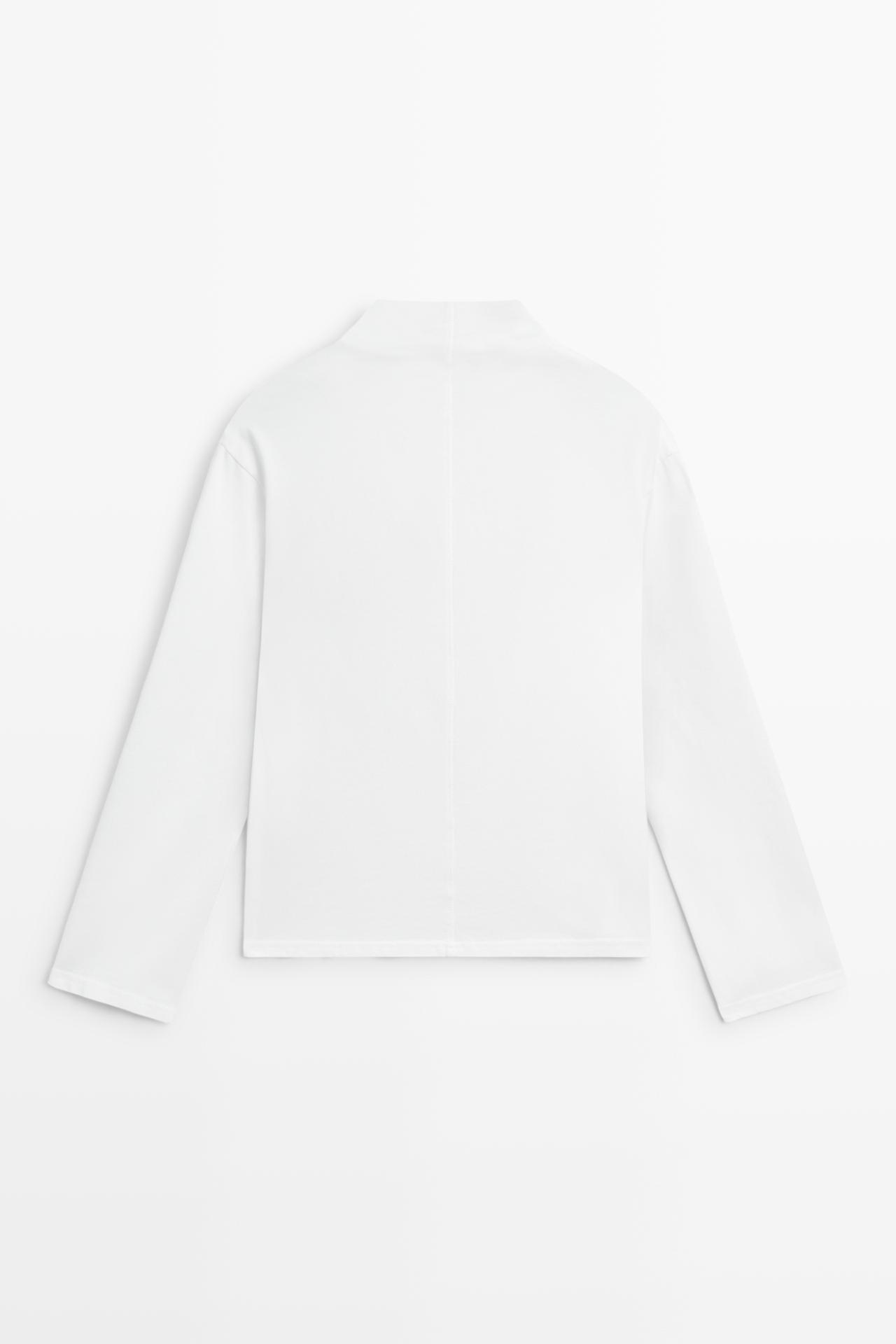 100% cotton draped neckline T-shirt — Off white