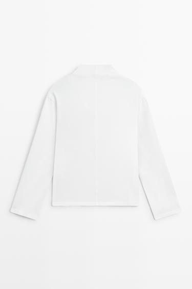 100% cotton draped neckline T-shirt — Off white 6