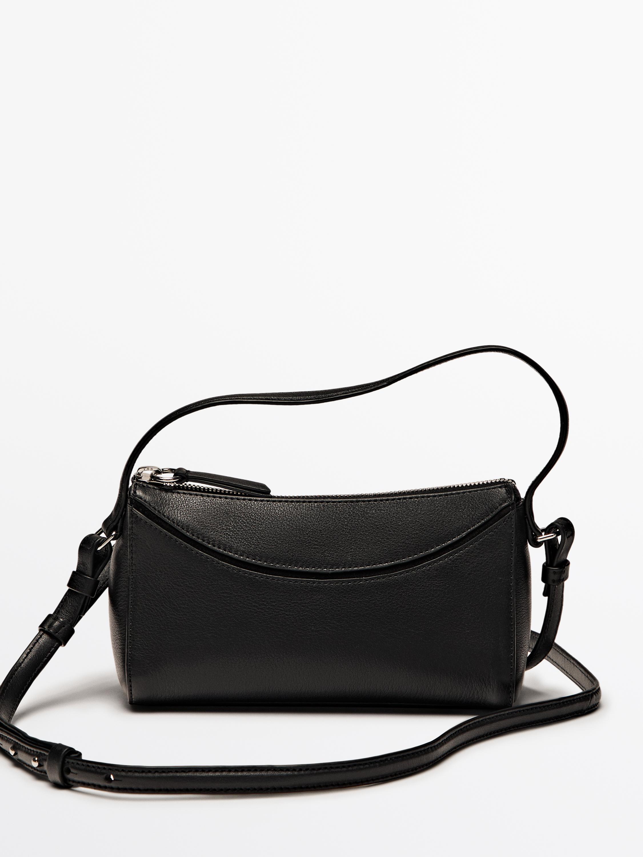 Mini sac courbe en cuir nappa Noir Accessoires Massimo Dutti