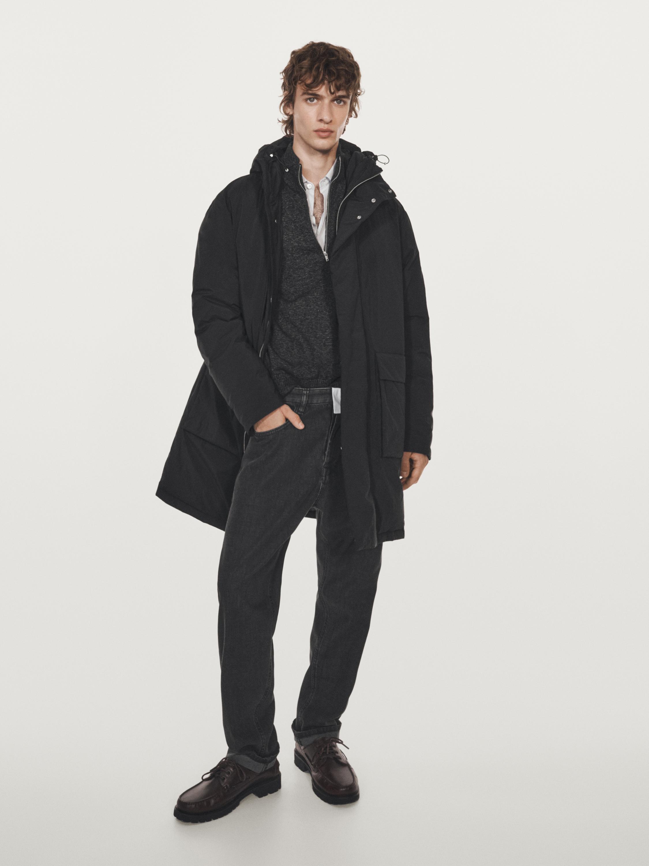 Water-repellent padded parka with hood
