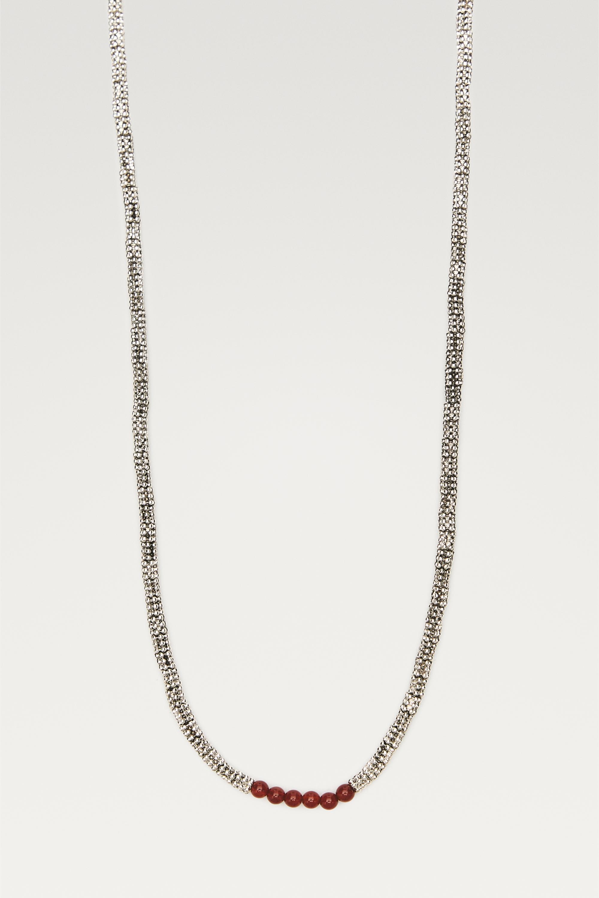 Mixed bead detail necklace — RED