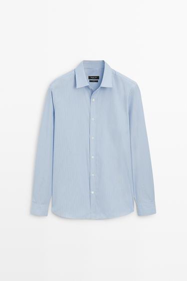 Relaxed fit striped 100% cotton shirt — BROWN 2