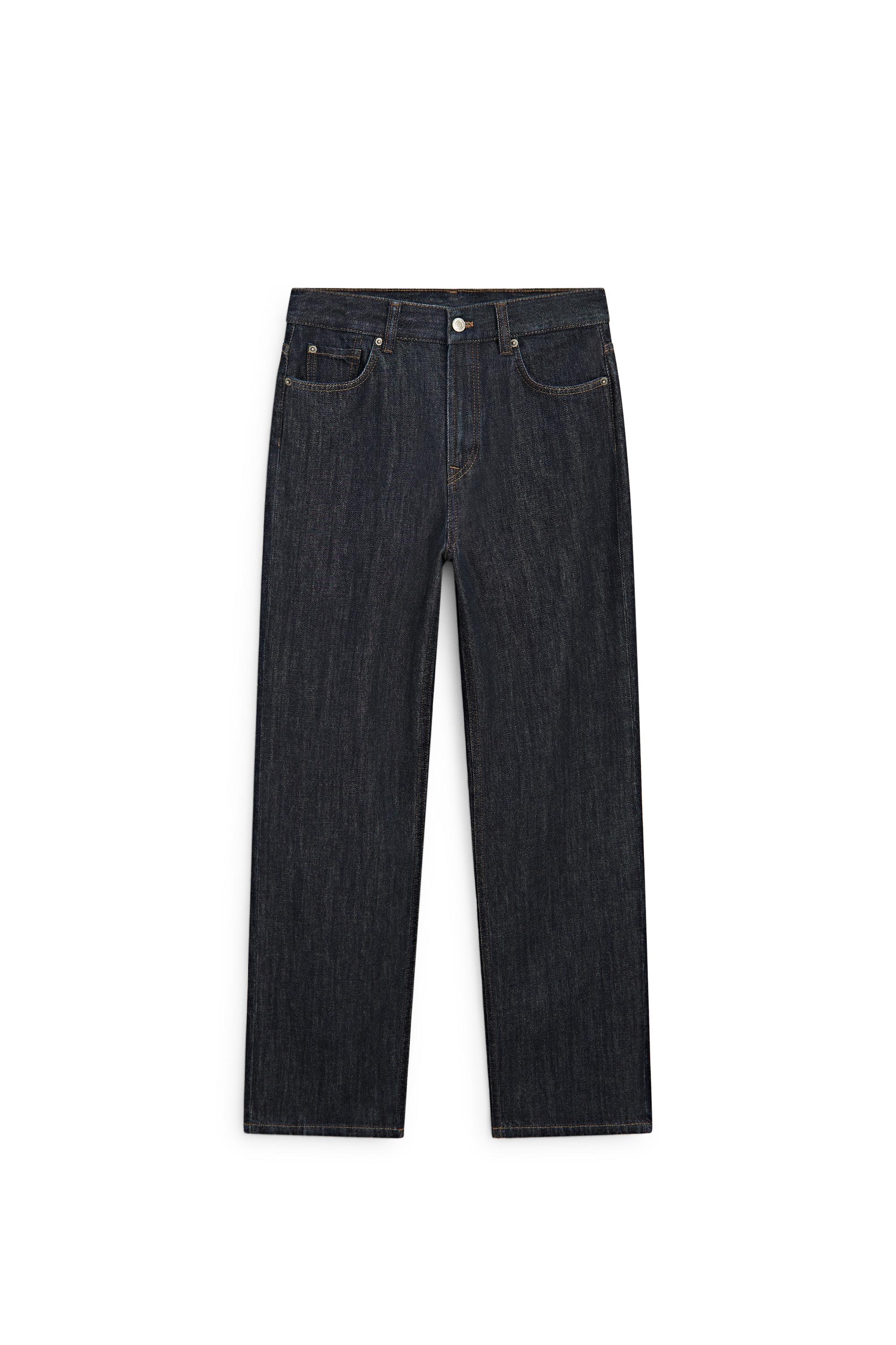 High-waist straight-leg jeans — DARK BLUE