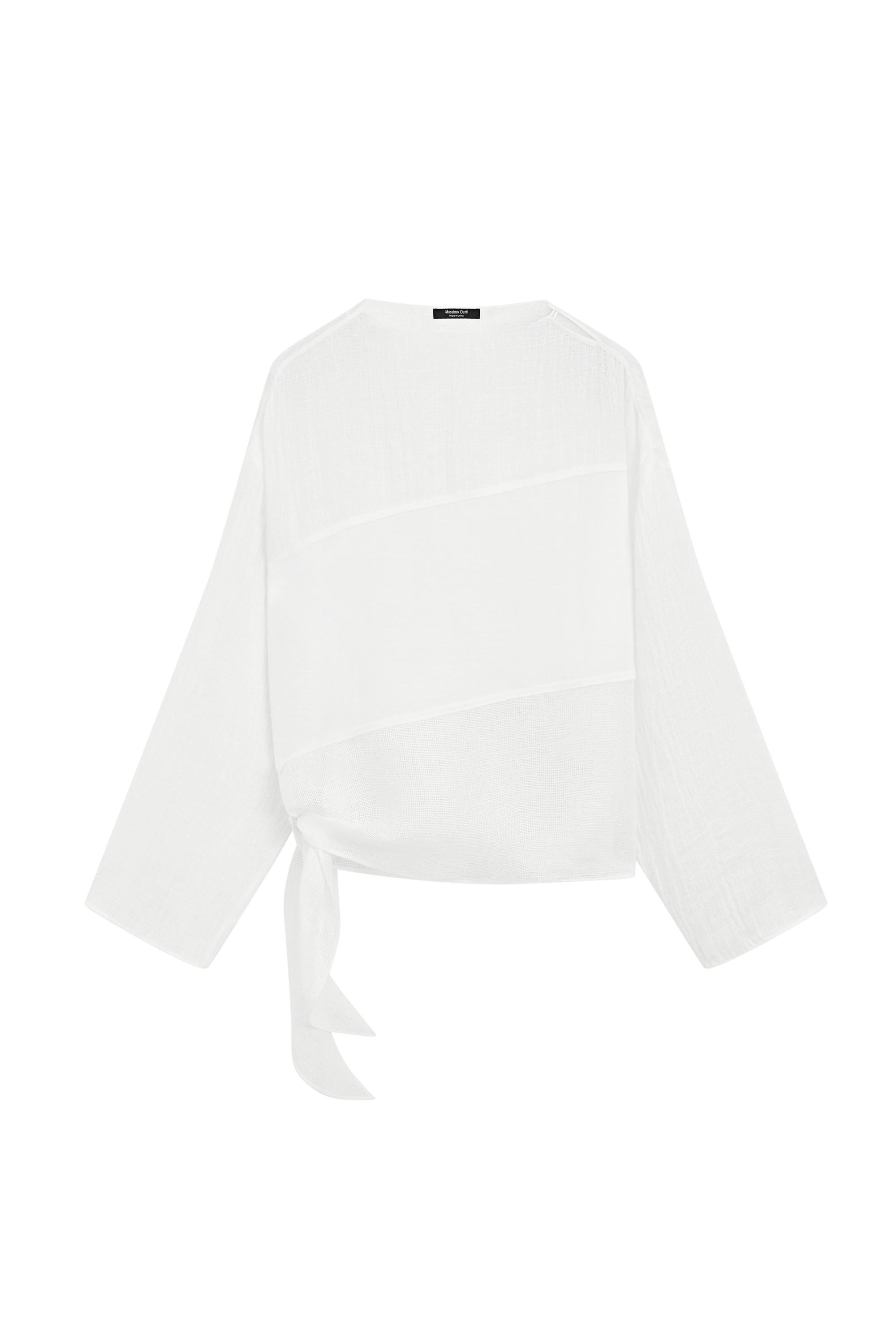 Massimo Dutti Keten karışımlı dökümlü bluz görsel 6