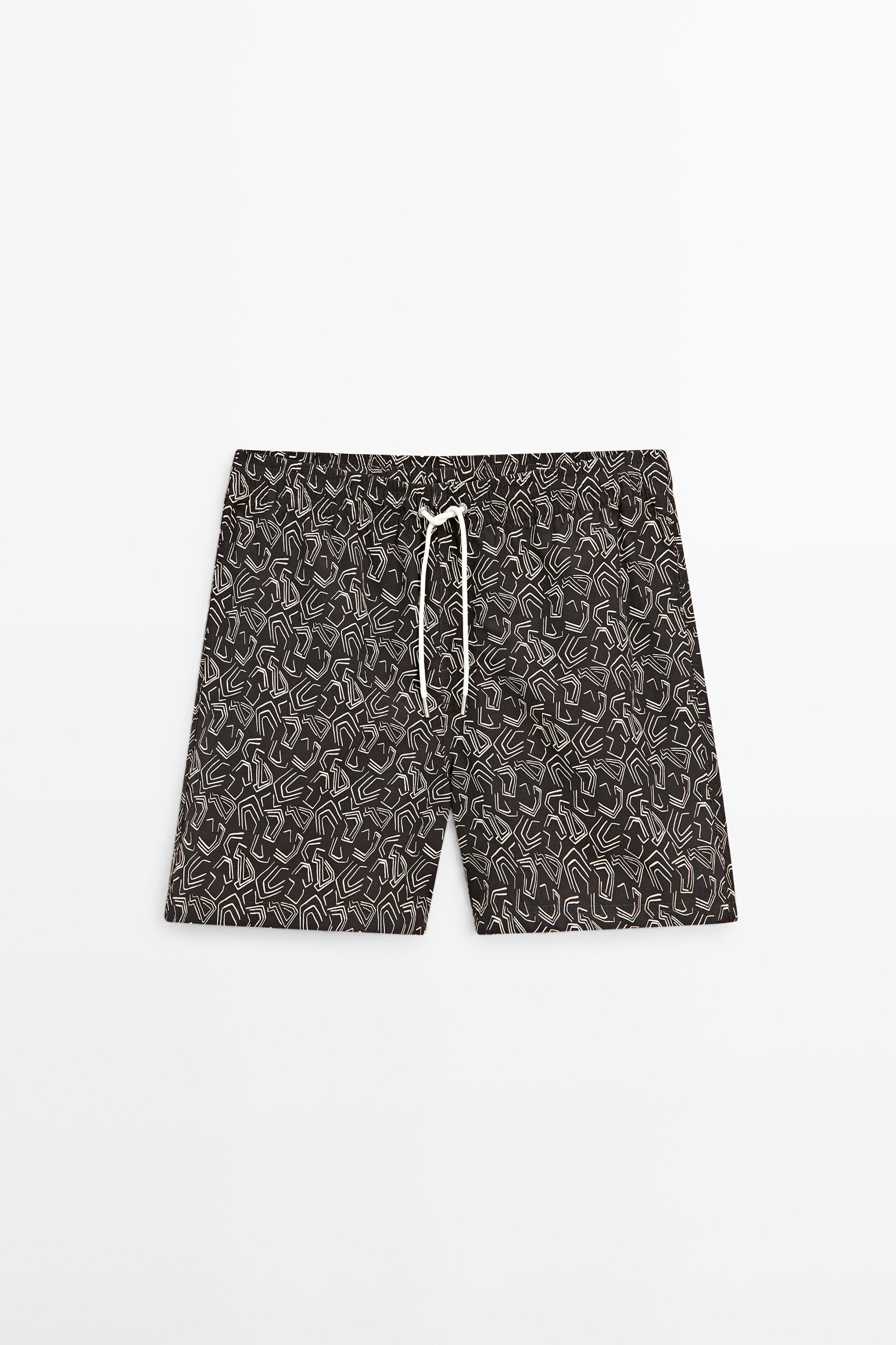 Abstract print swimsuit — BROWN