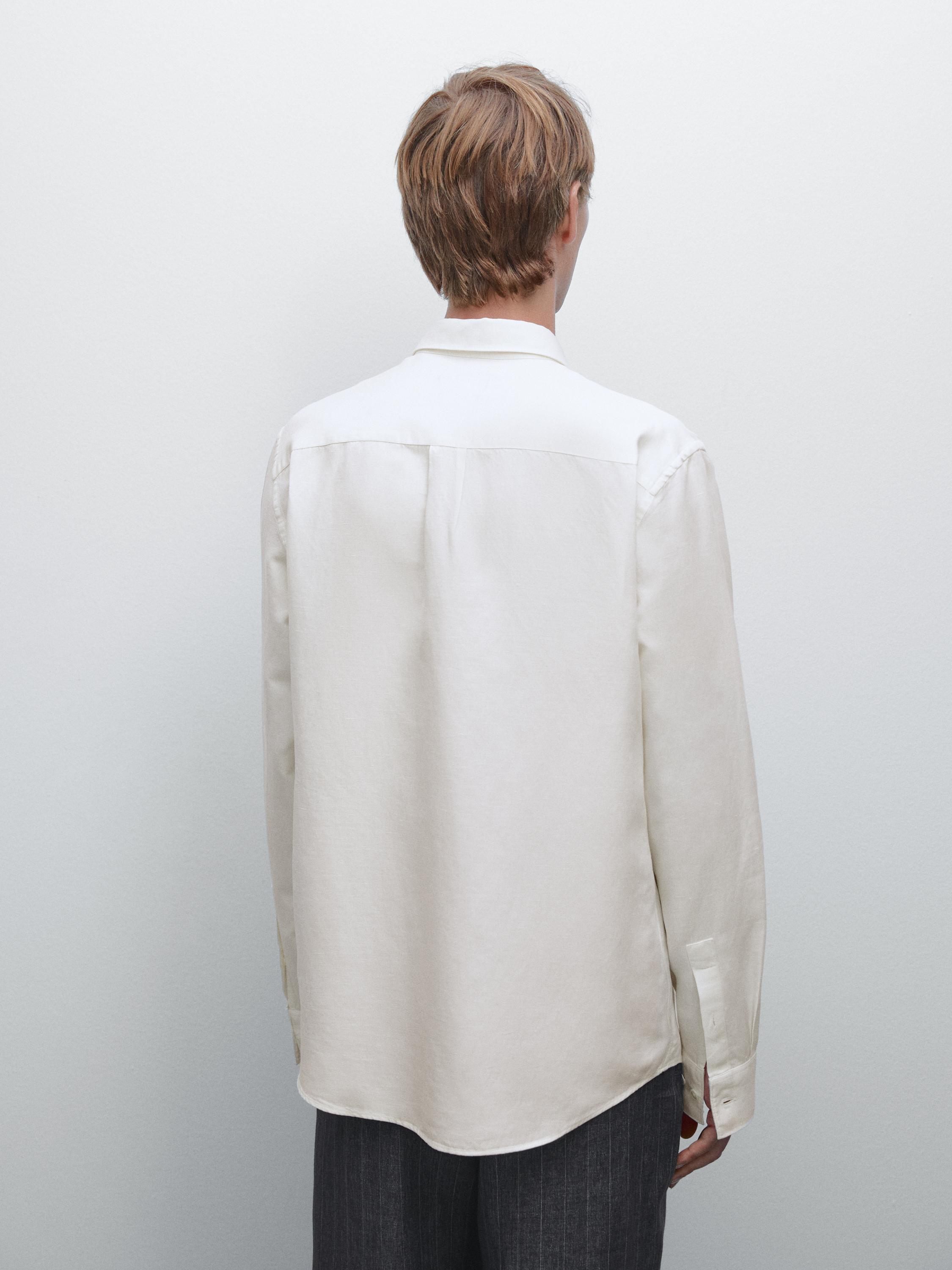 Regular fit skjorte i hørblanding