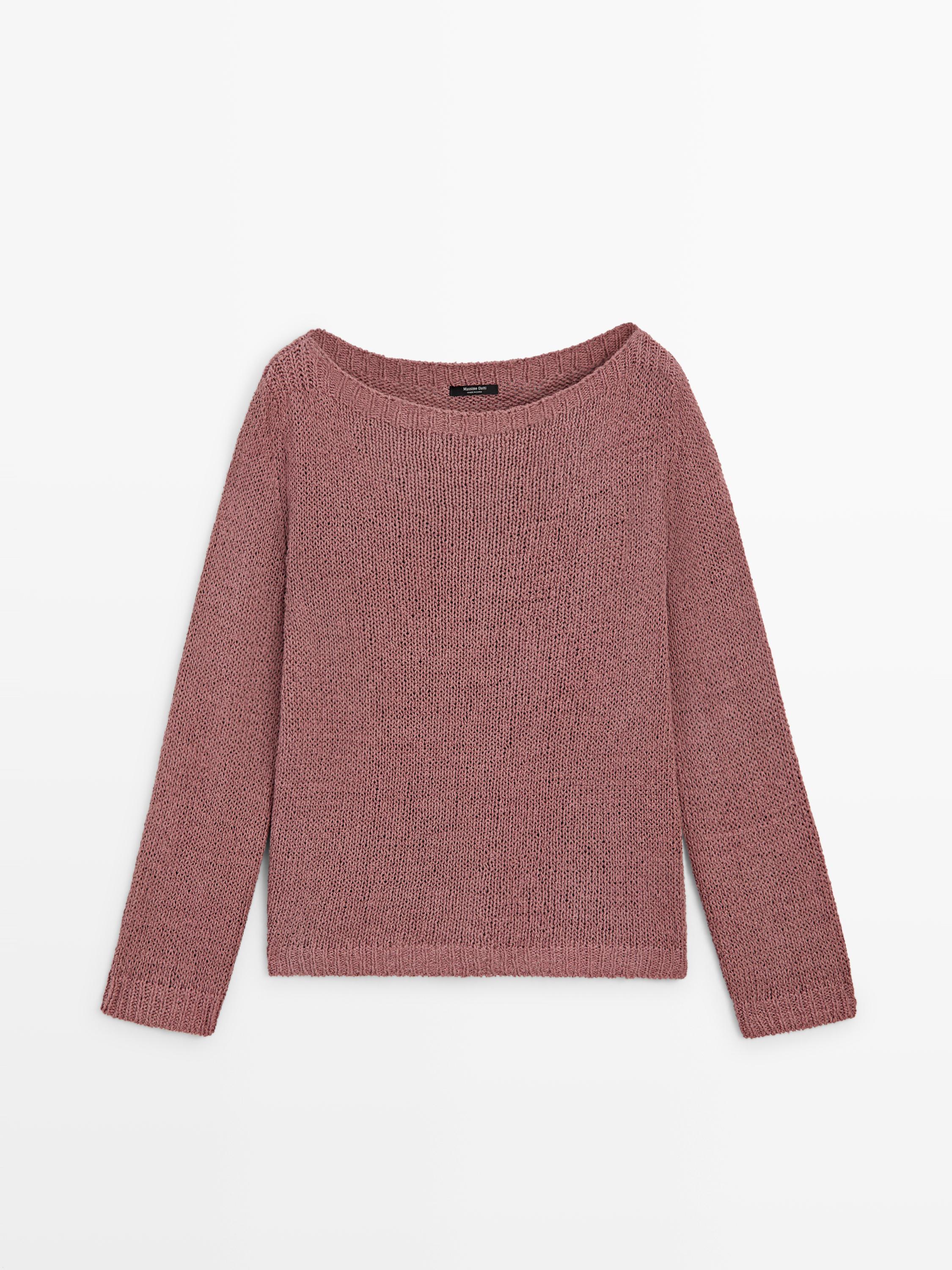 Boat neck knit sweater