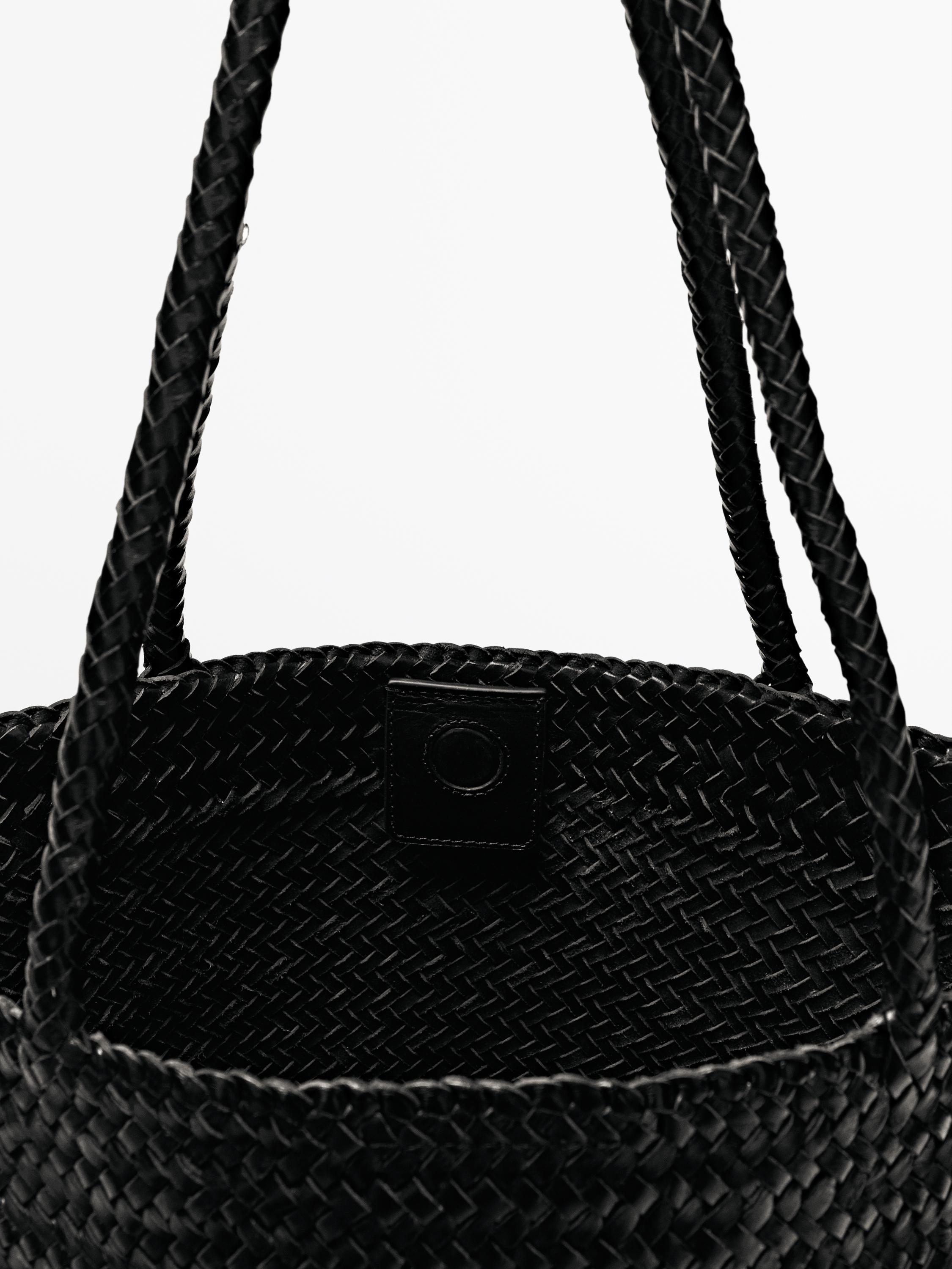 Large woven nappa leather tote bag