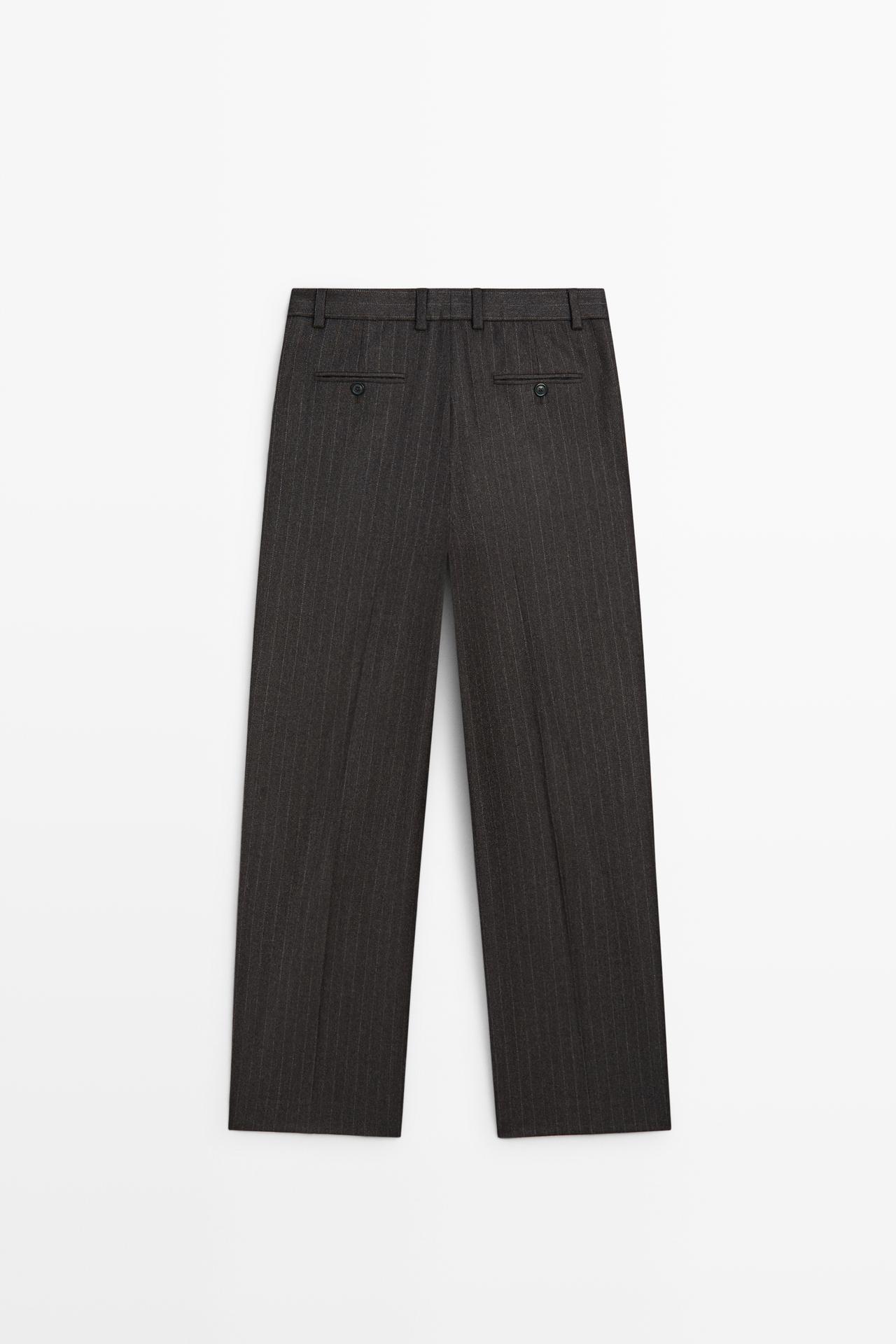 Darted pinstripe suit pants — CAREY