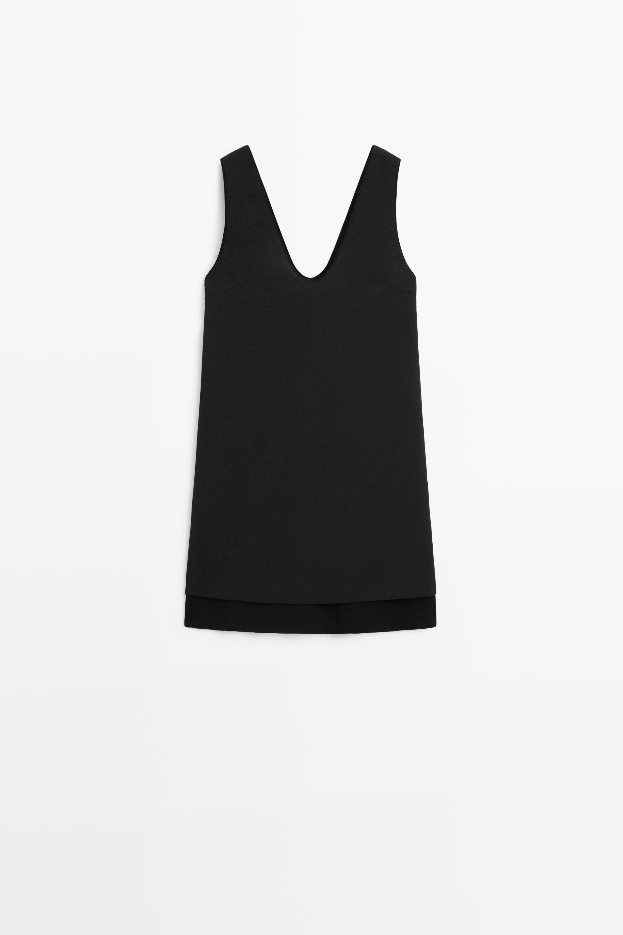 Double-fabric mini dress — BLACK
