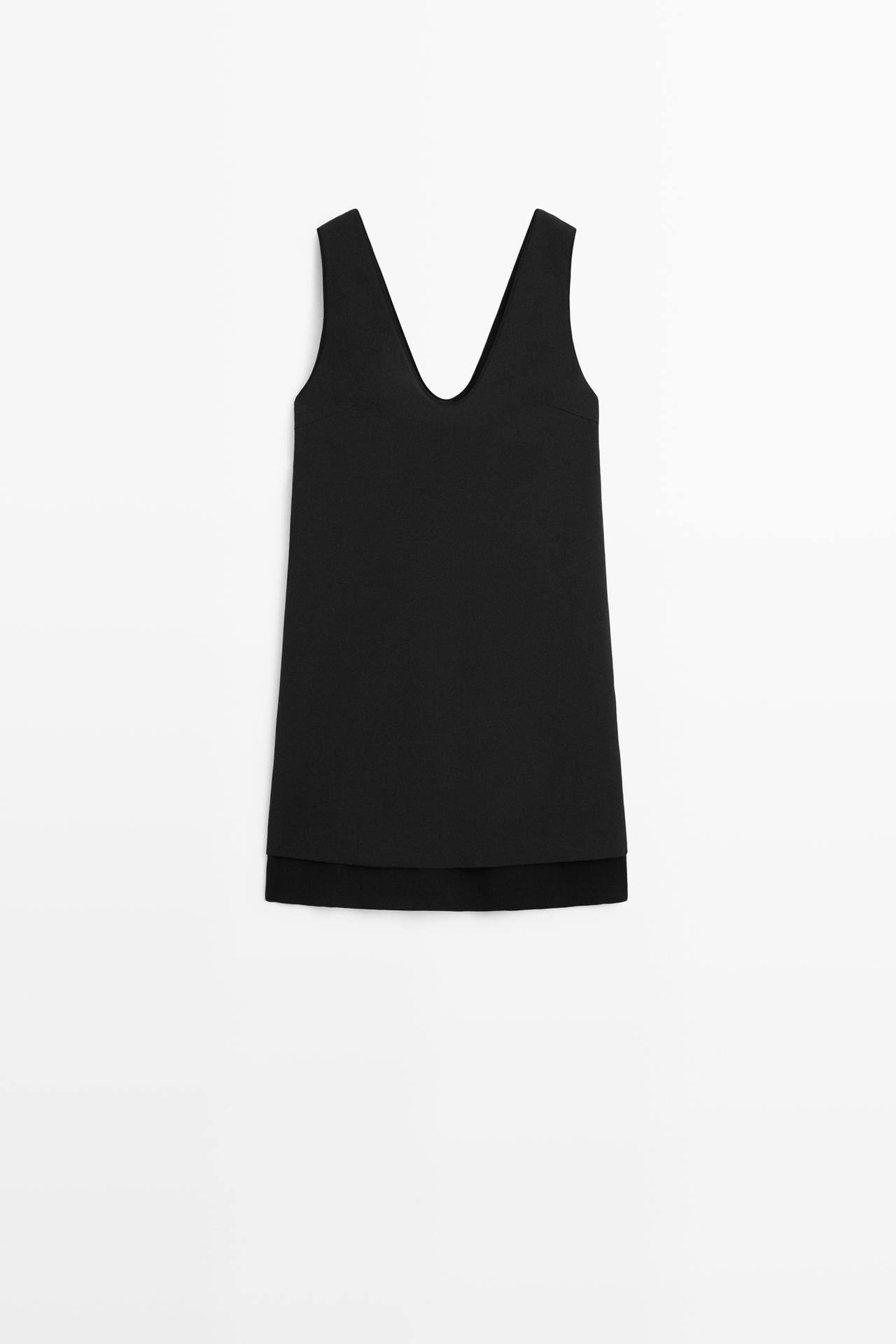Double-fabric mini dress — BLACK