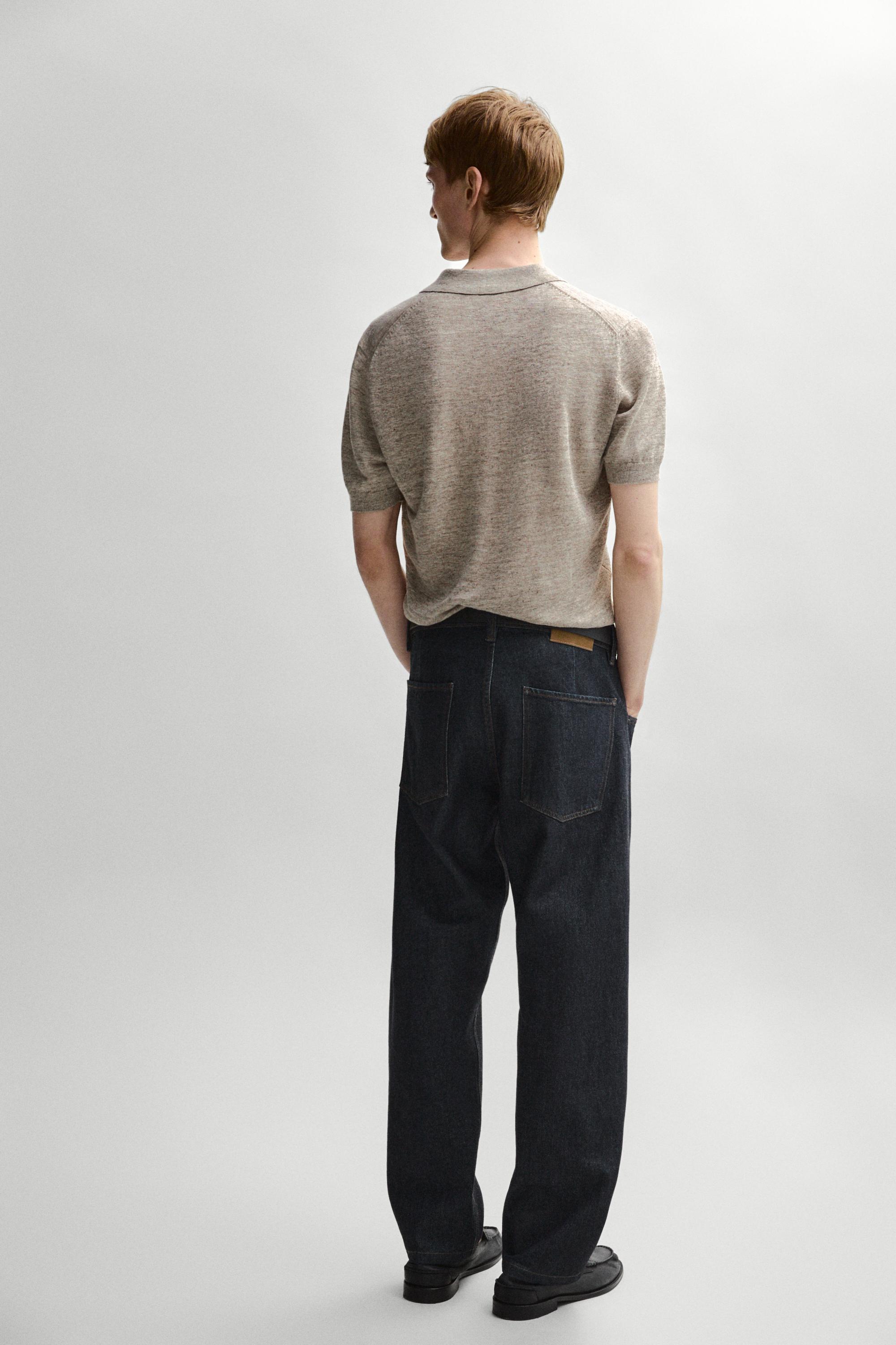 100% linen melange polo shirt — Beige